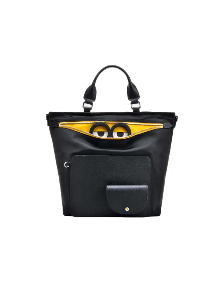 Minions Jacquard with Leather Top Handle Handbag