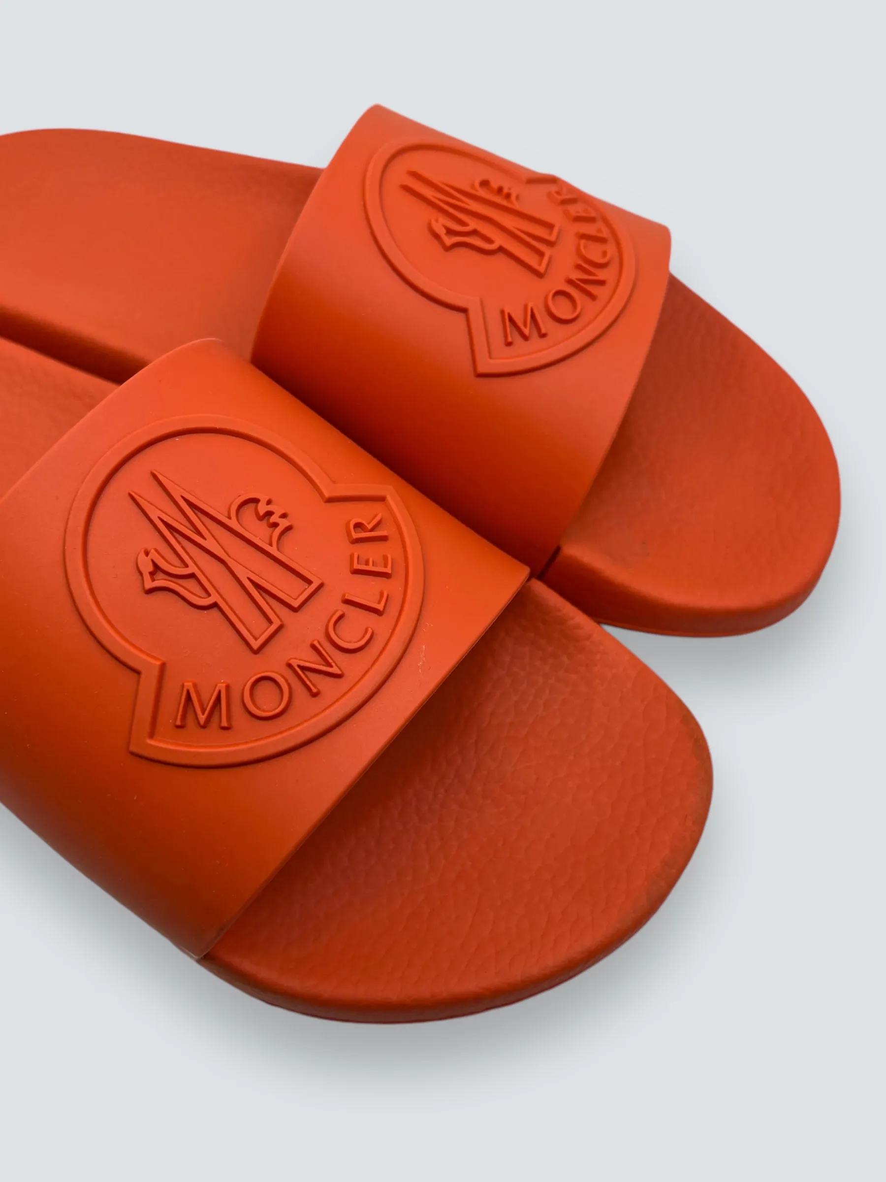 Moncler Orange Rubber Slides - Size UK 43