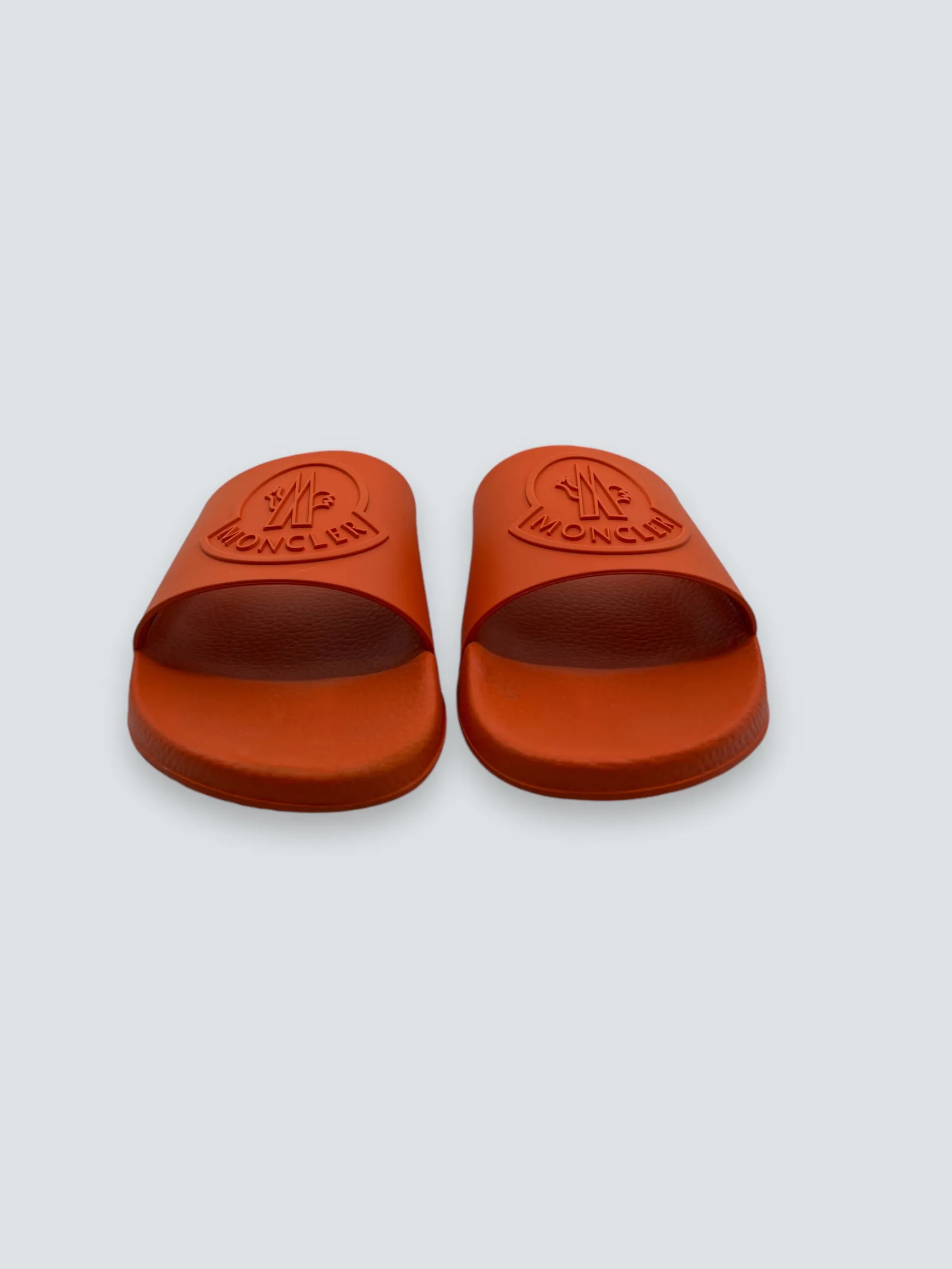 Moncler Orange Rubber Slides - Size UK 43