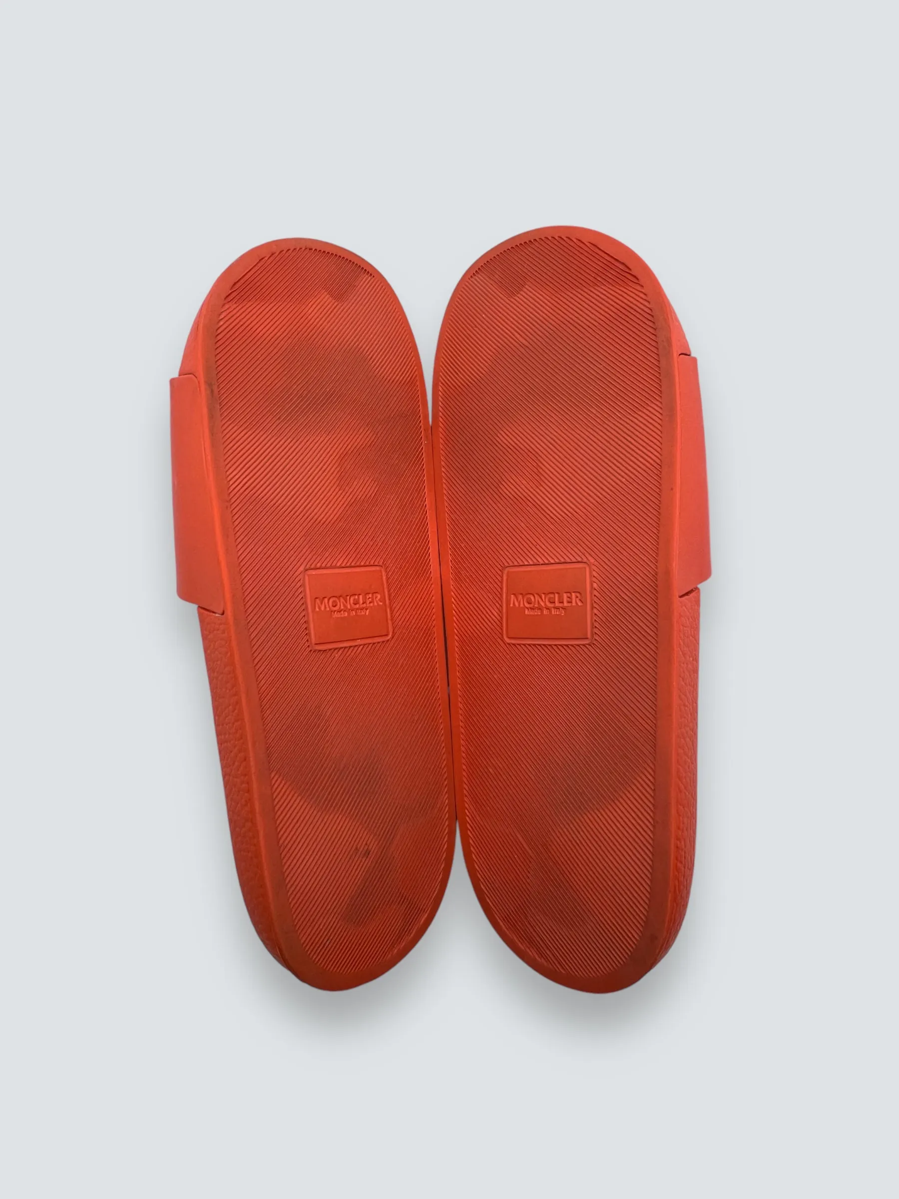 Moncler Orange Rubber Slides - Size UK 43