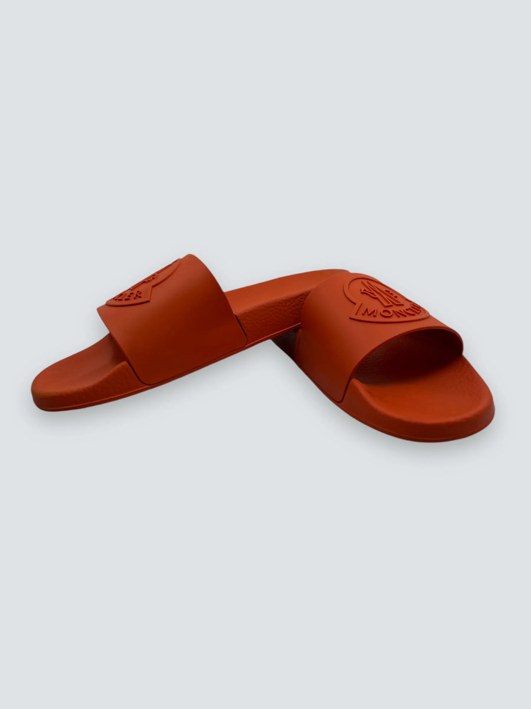 Moncler Orange Rubber Slides - Size UK 43