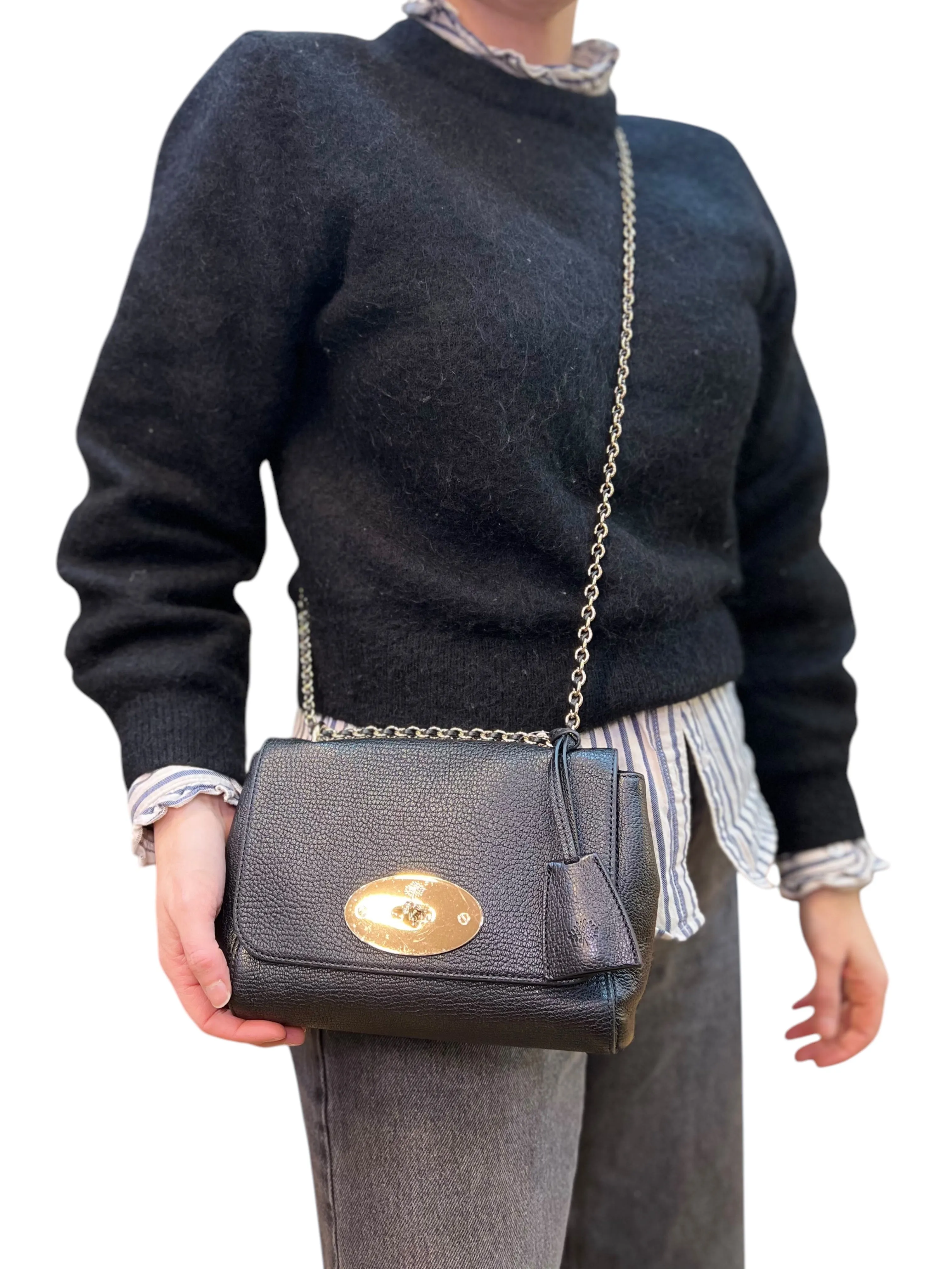 Mulberry Black Leather Small Lilly Crossbody