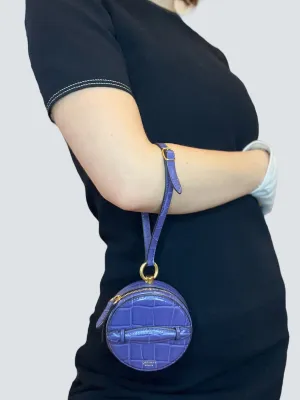Mulberry Purple Crocodile Embossed Leather Mini Trunk Wristlet