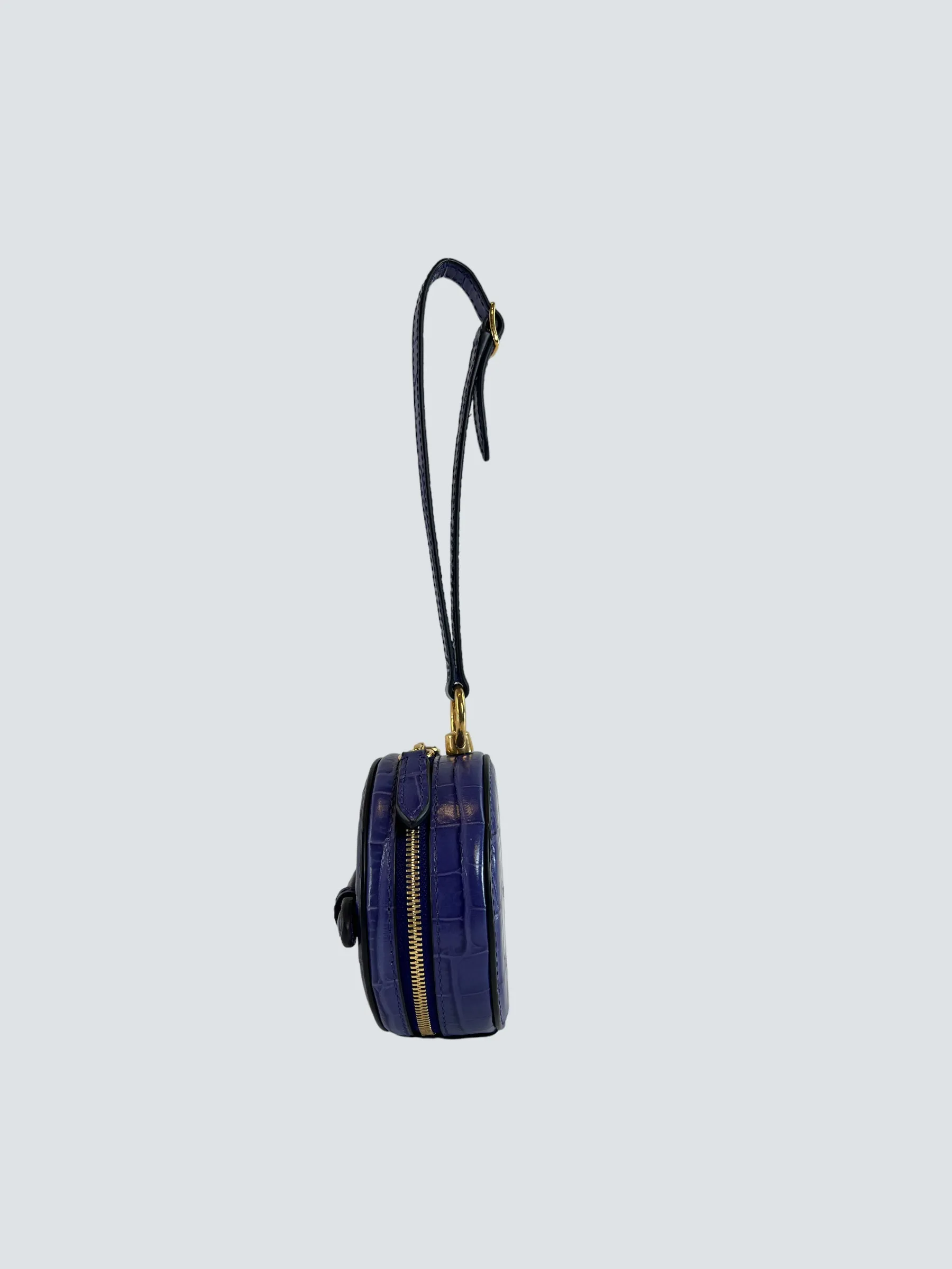 Mulberry Purple Crocodile Embossed Leather Mini Trunk Wristlet
