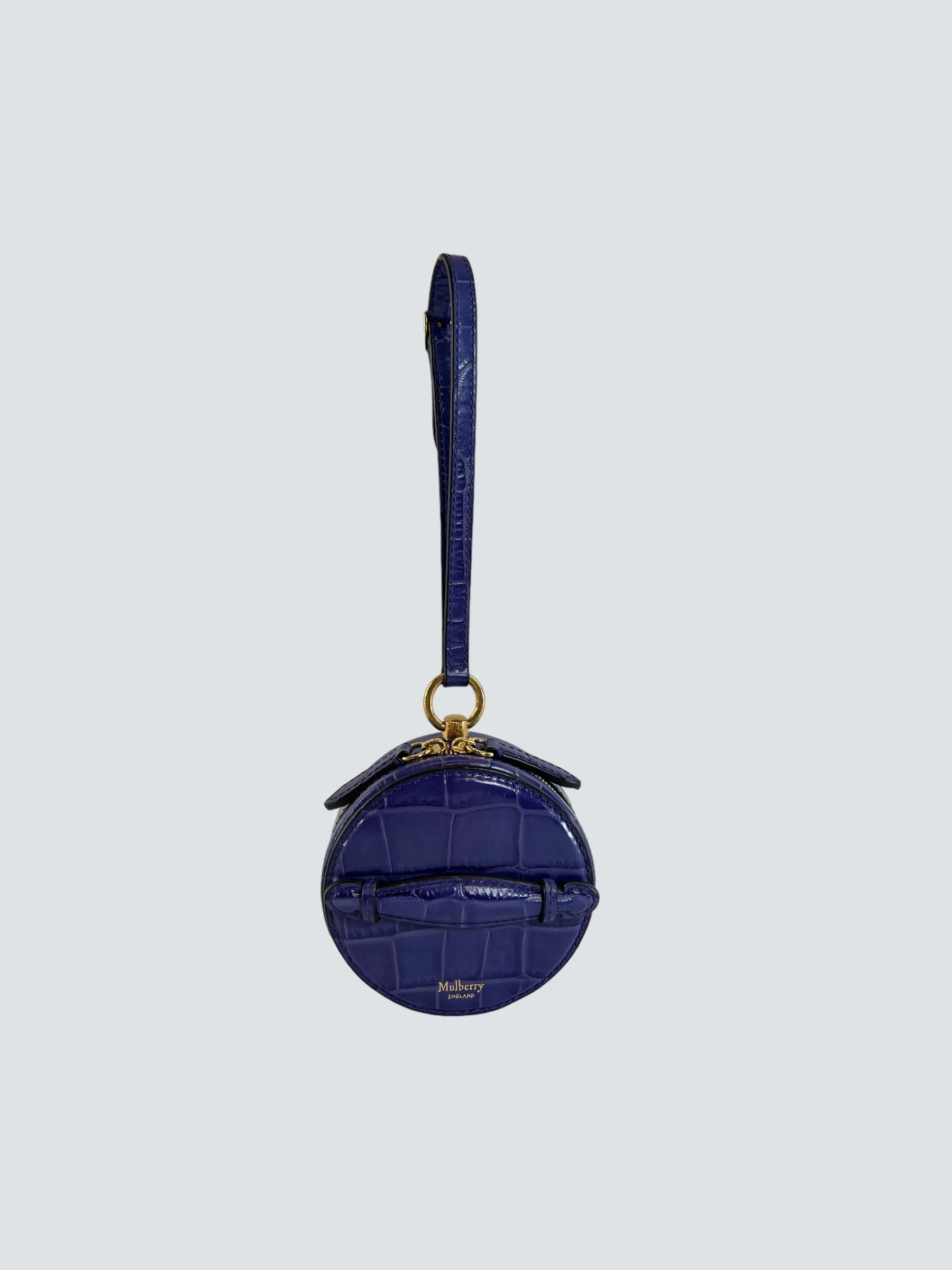 Mulberry Purple Crocodile Embossed Leather Mini Trunk Wristlet