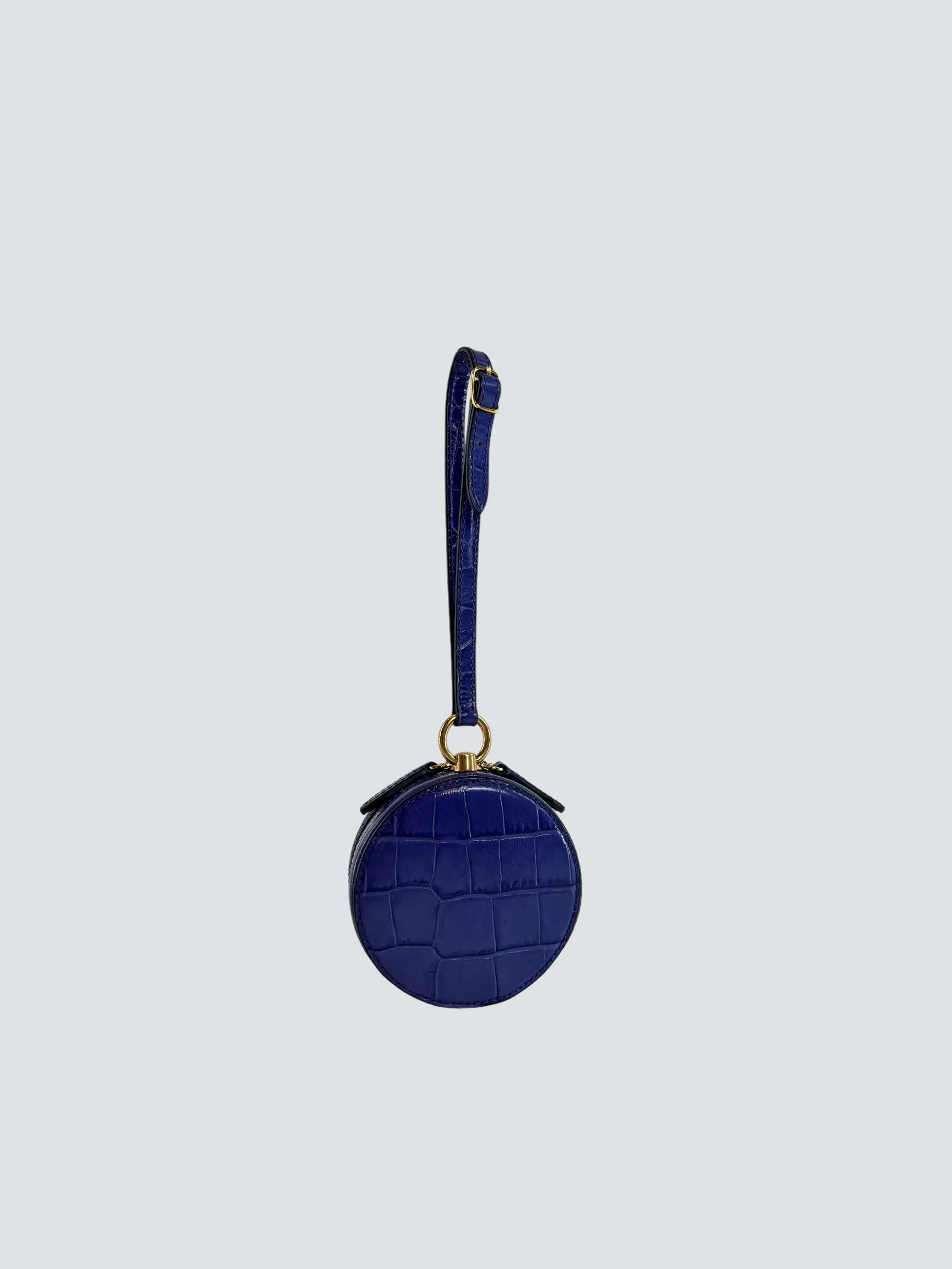 Mulberry Purple Crocodile Embossed Leather Mini Trunk Wristlet