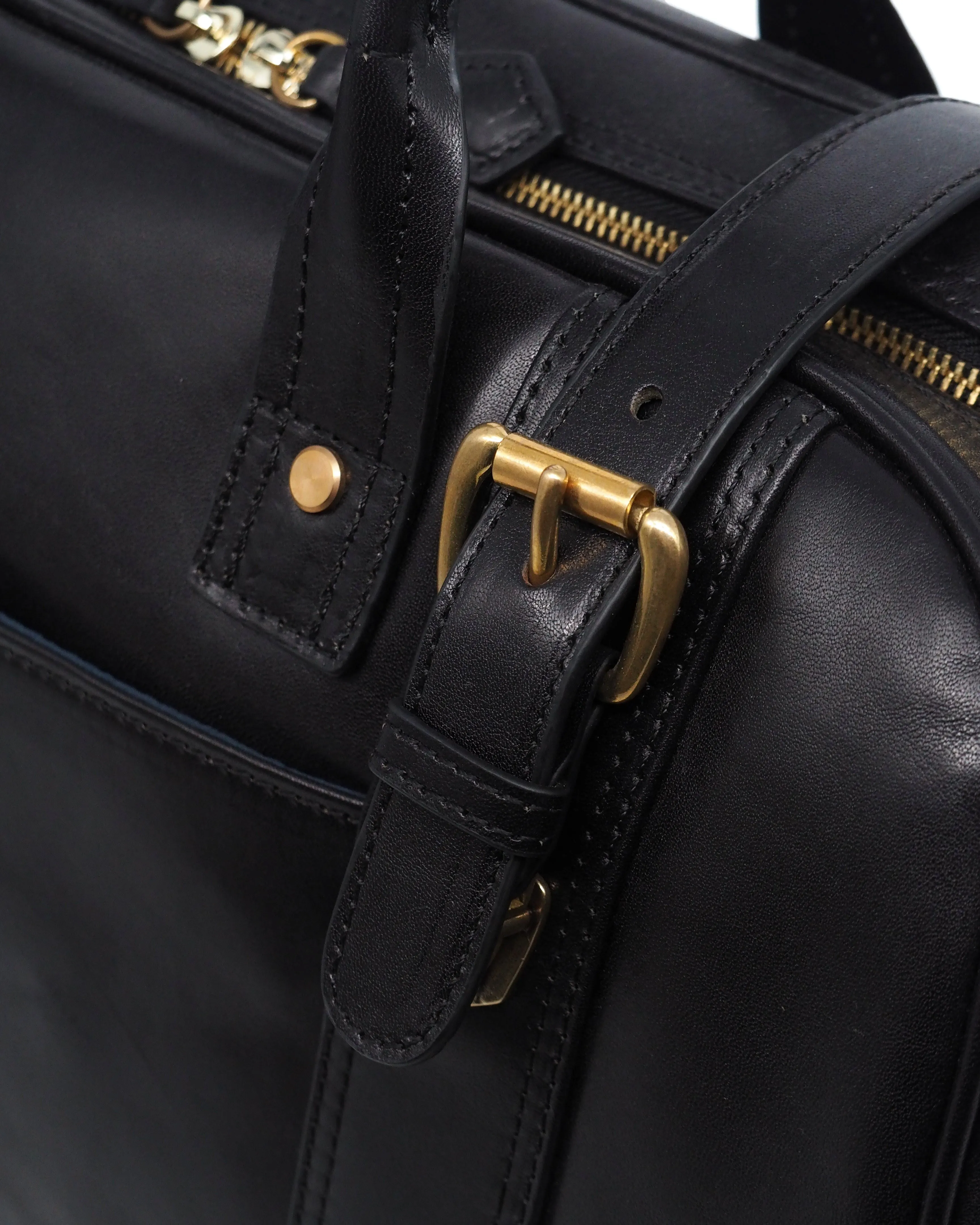 Nero Glossy Leather Voyage Duffel