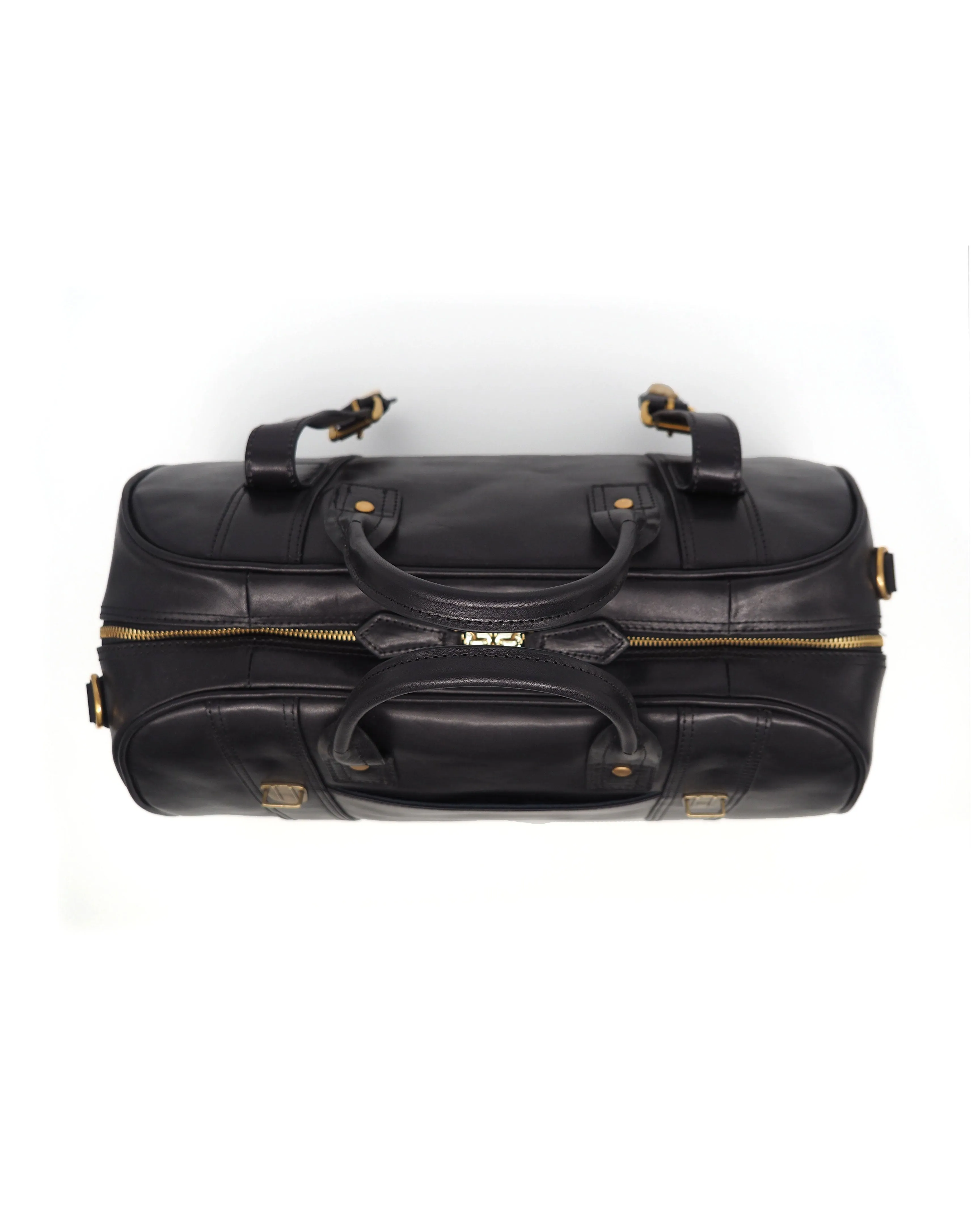 Nero Glossy Leather Voyage Duffel