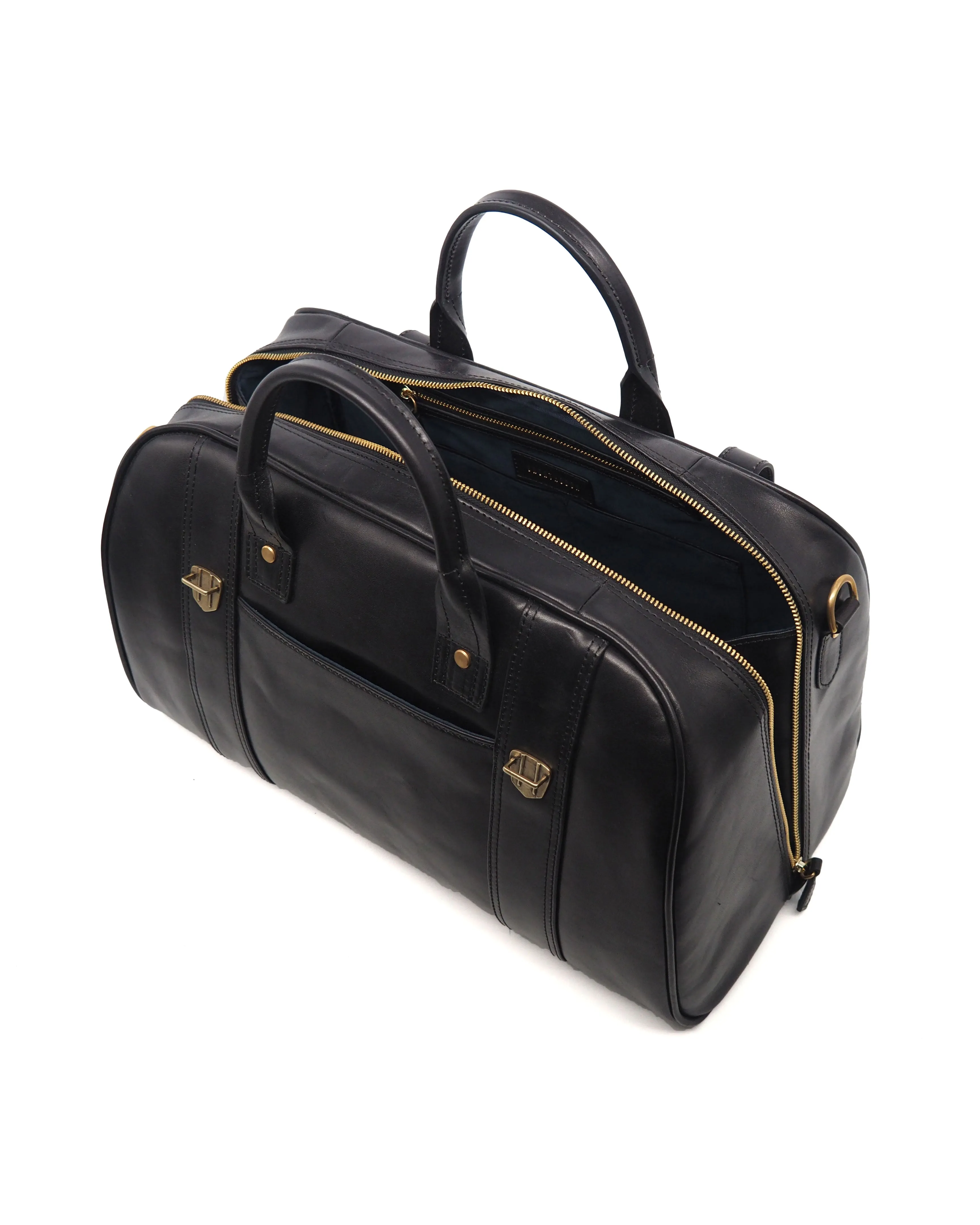 Nero Glossy Leather Voyage Duffel