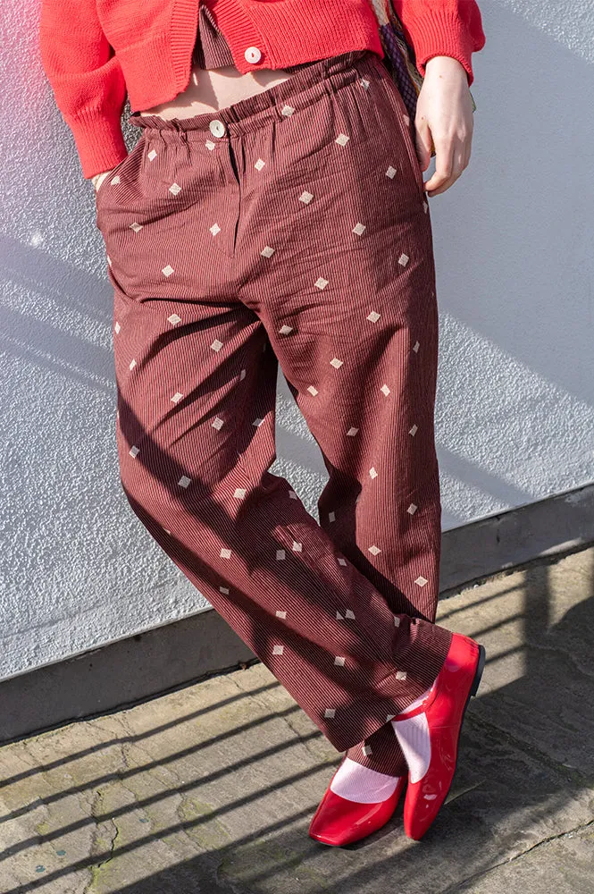 Nice Things Diamond Jacquard Chestnut Trousers