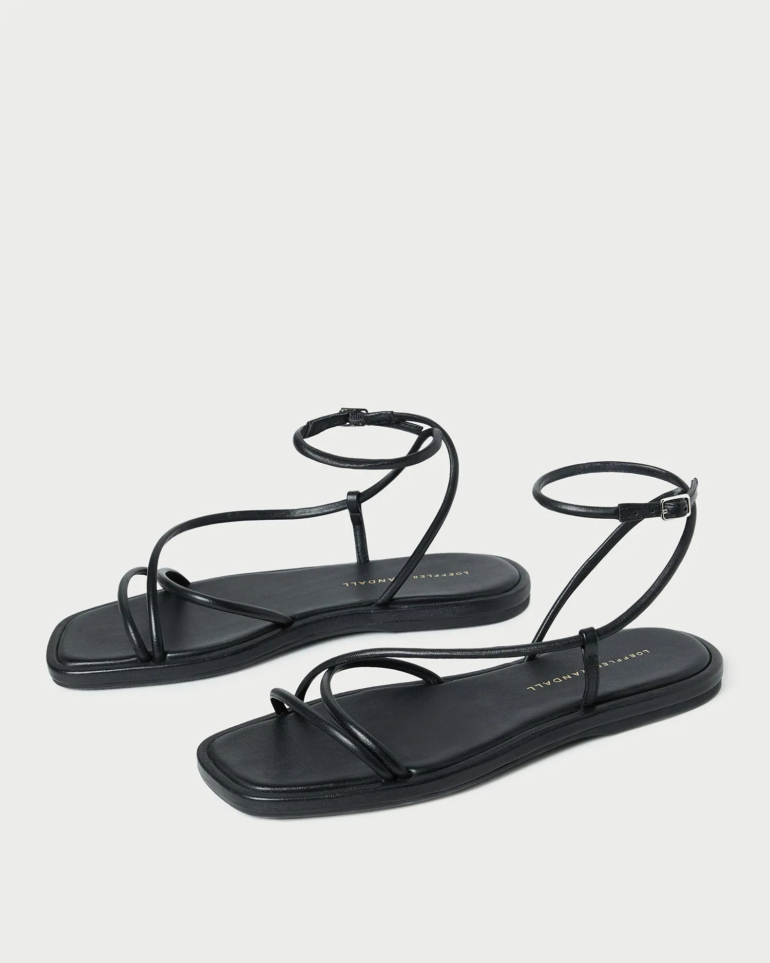 Noor Black Leather Flat Sandal