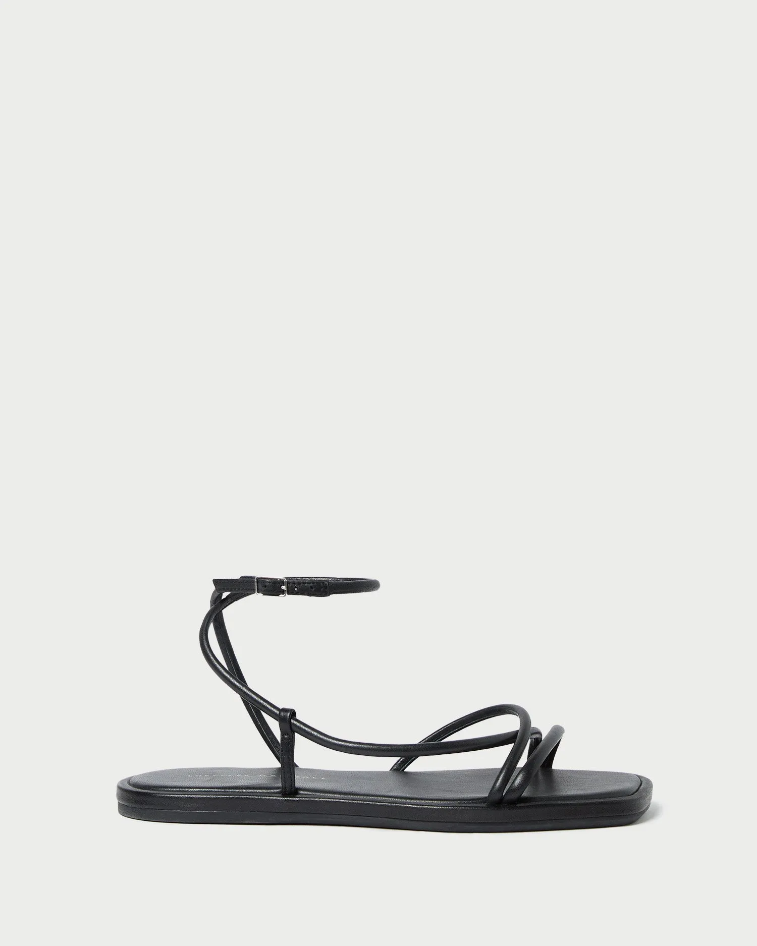 Noor Black Leather Flat Sandal
