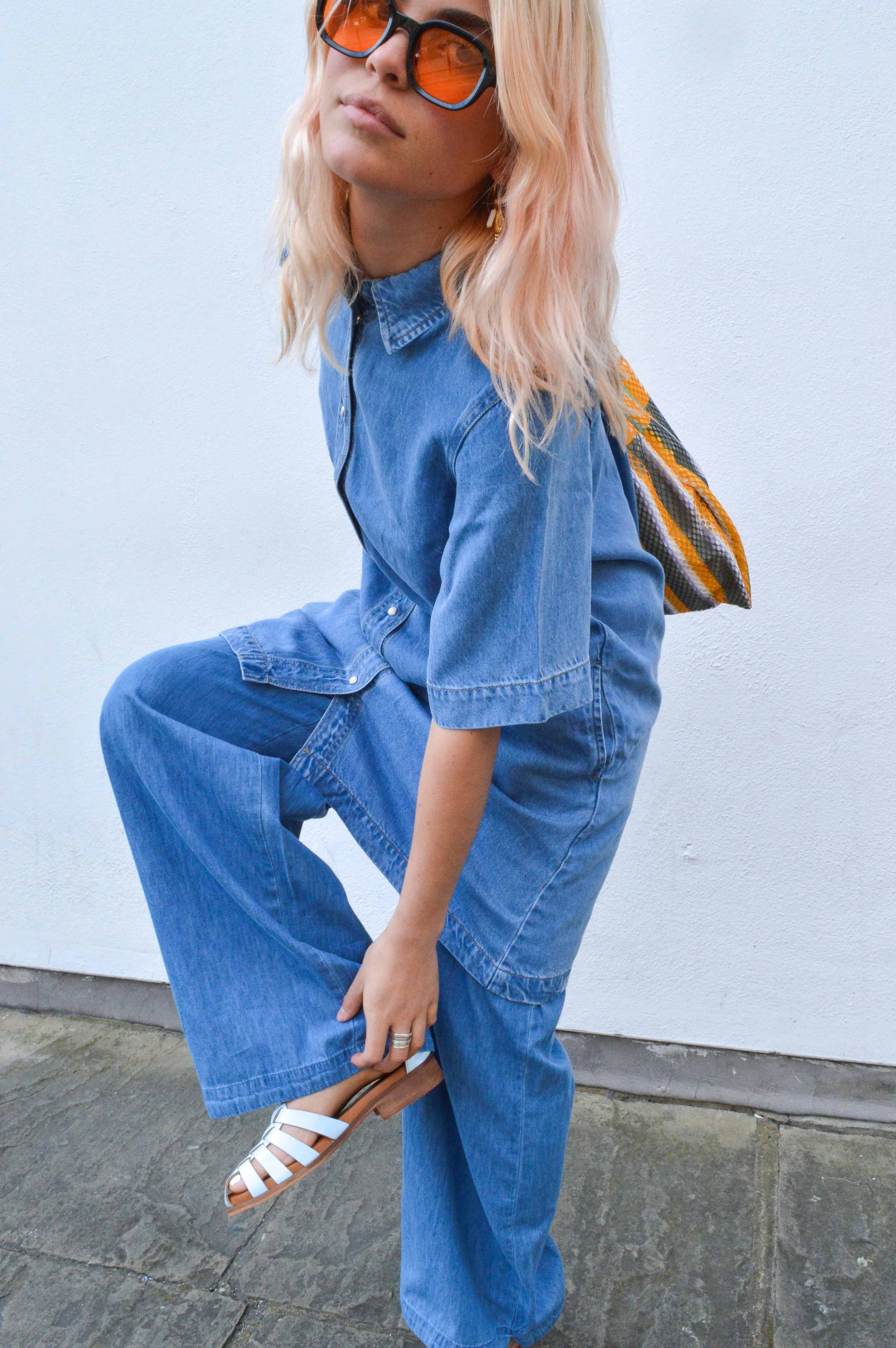 Object Frame Light Blue Denim Dress