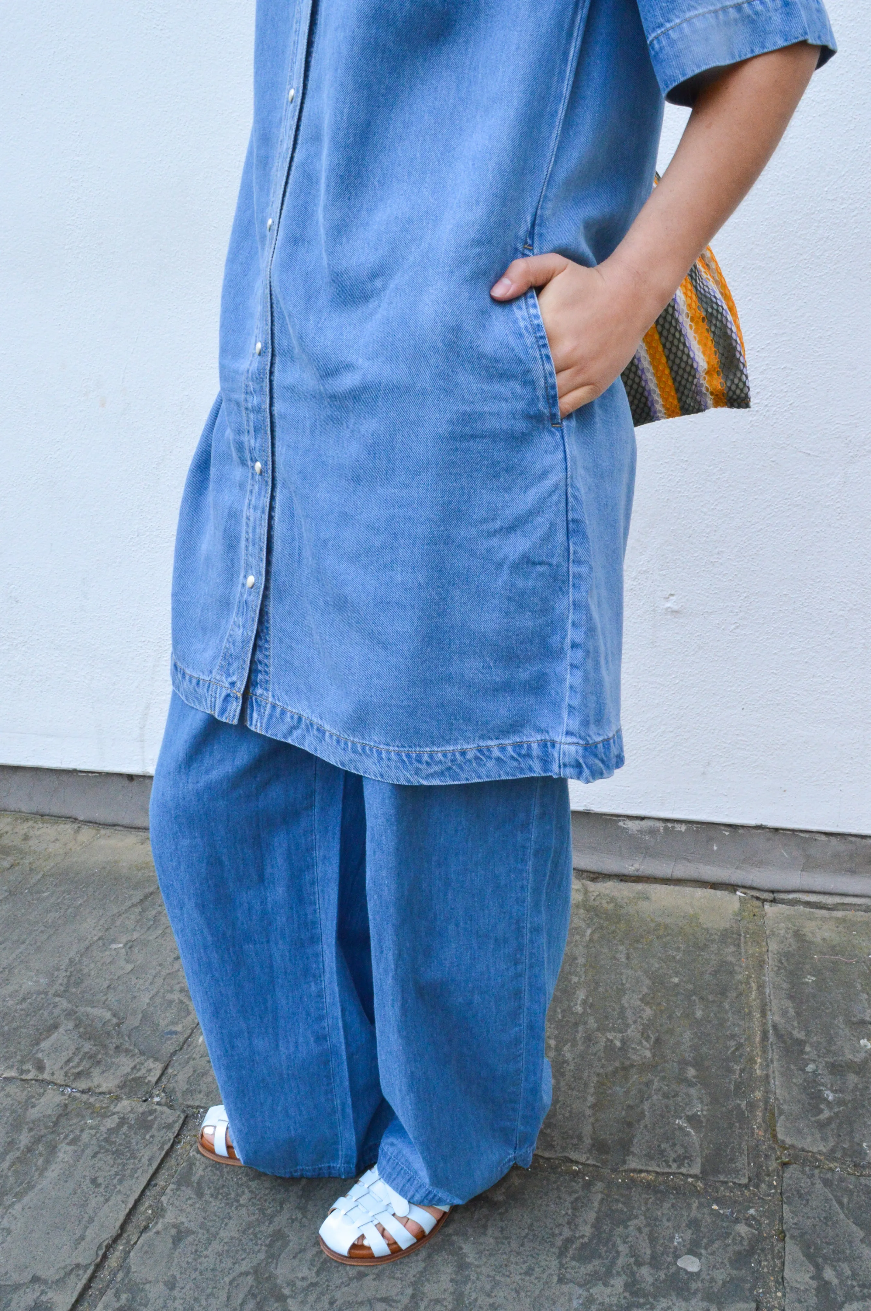 Object Frame Light Blue Denim Dress