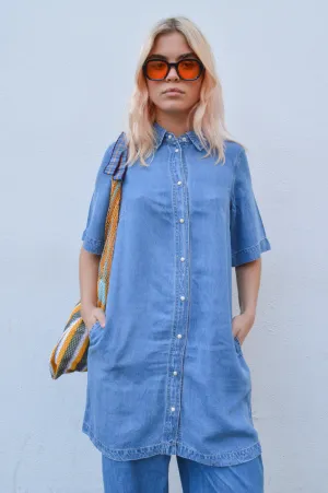 Object Frame Light Blue Denim Dress
