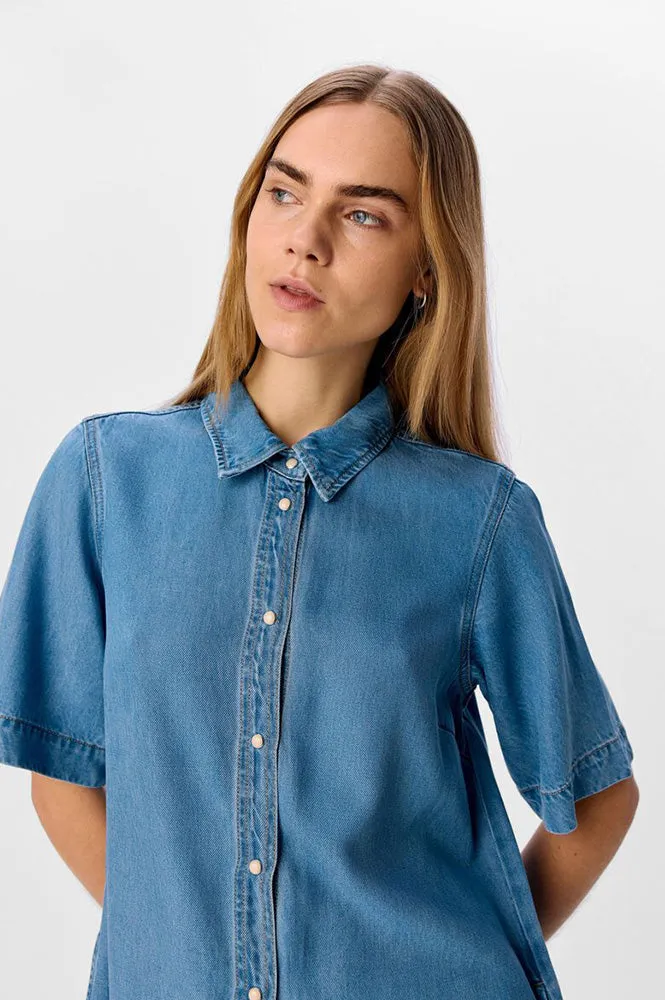 Object Frame Light Blue Denim Dress