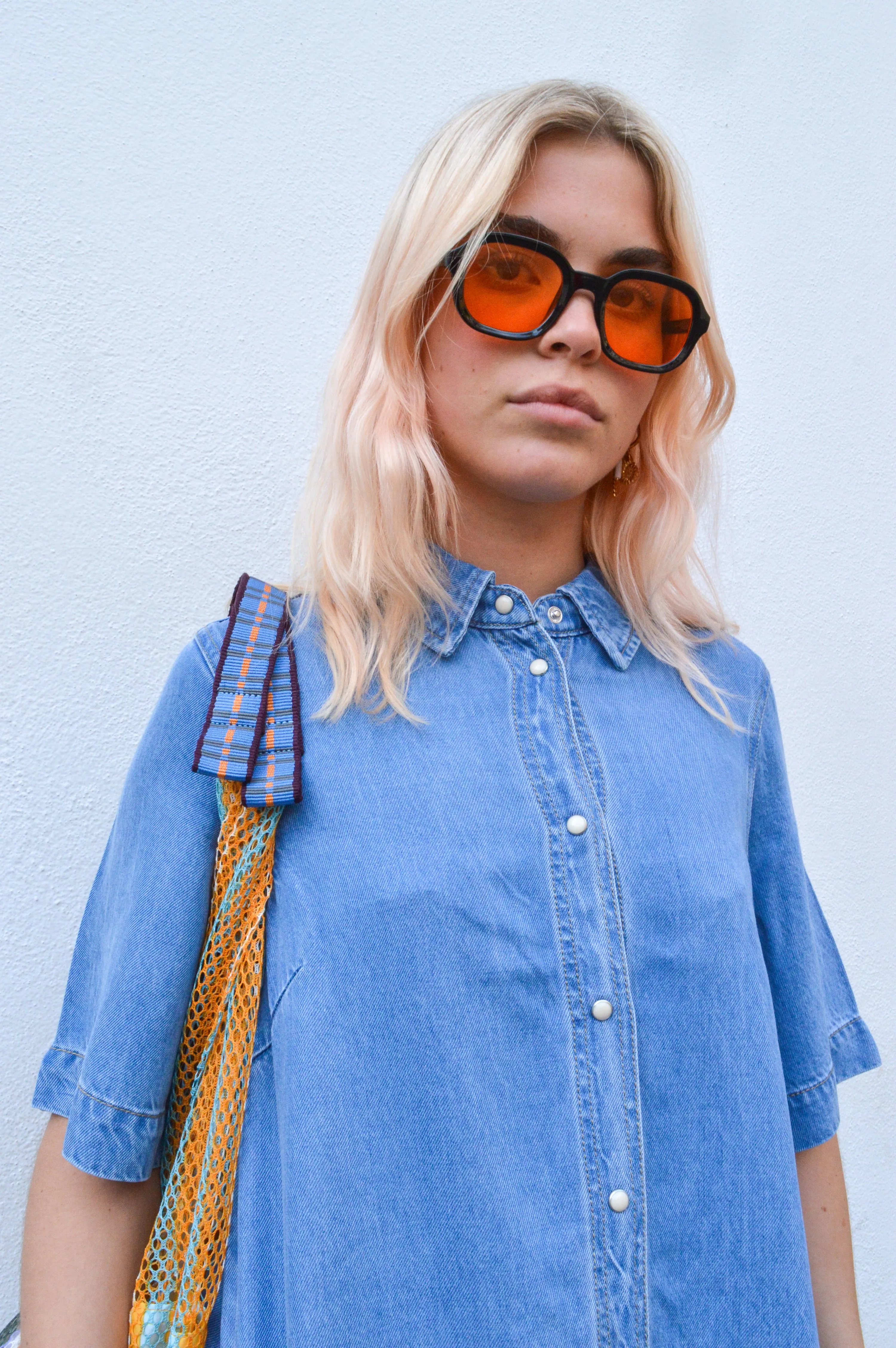 Object Frame Light Blue Denim Dress