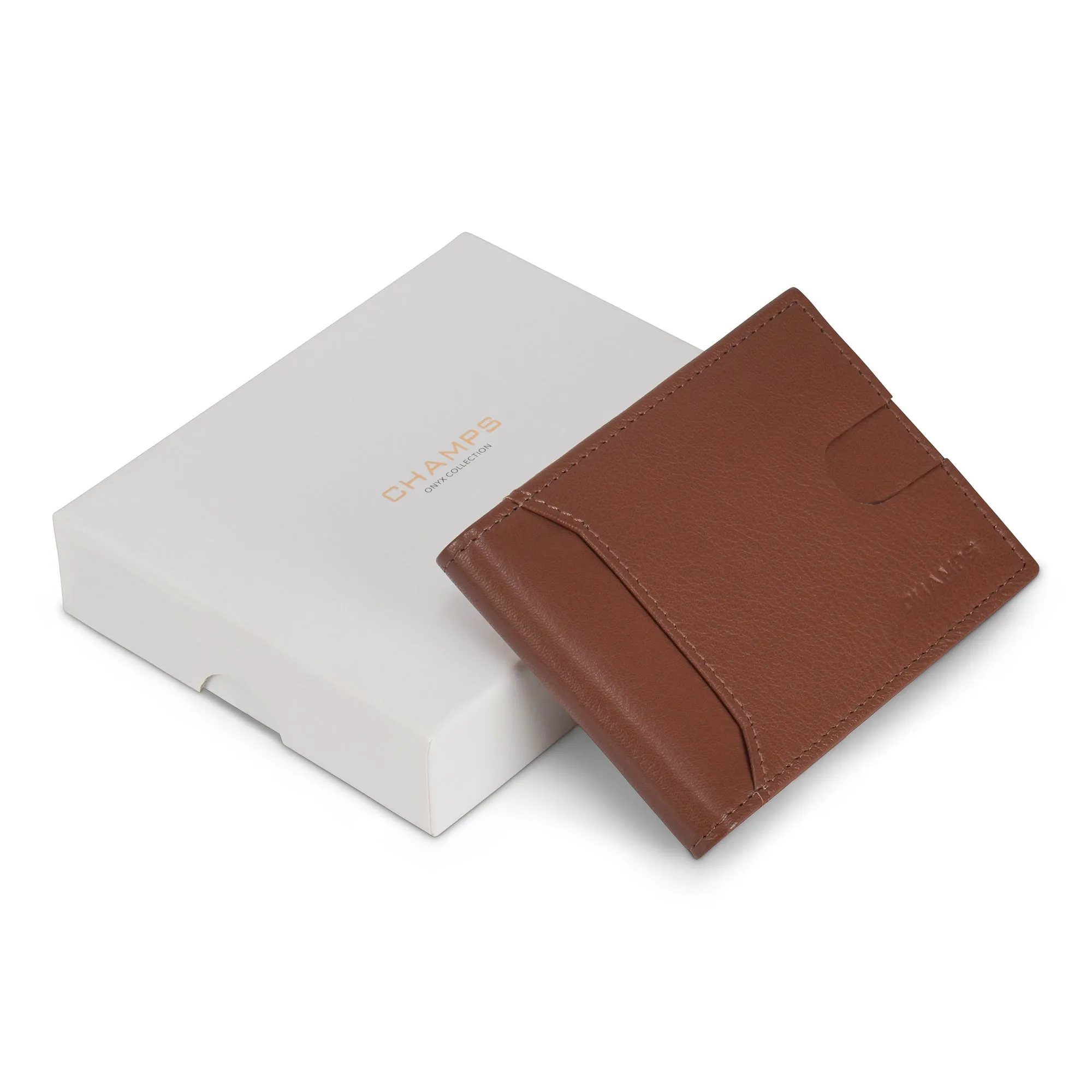 Onyx / Leather Bi-Fold Clip Wallet