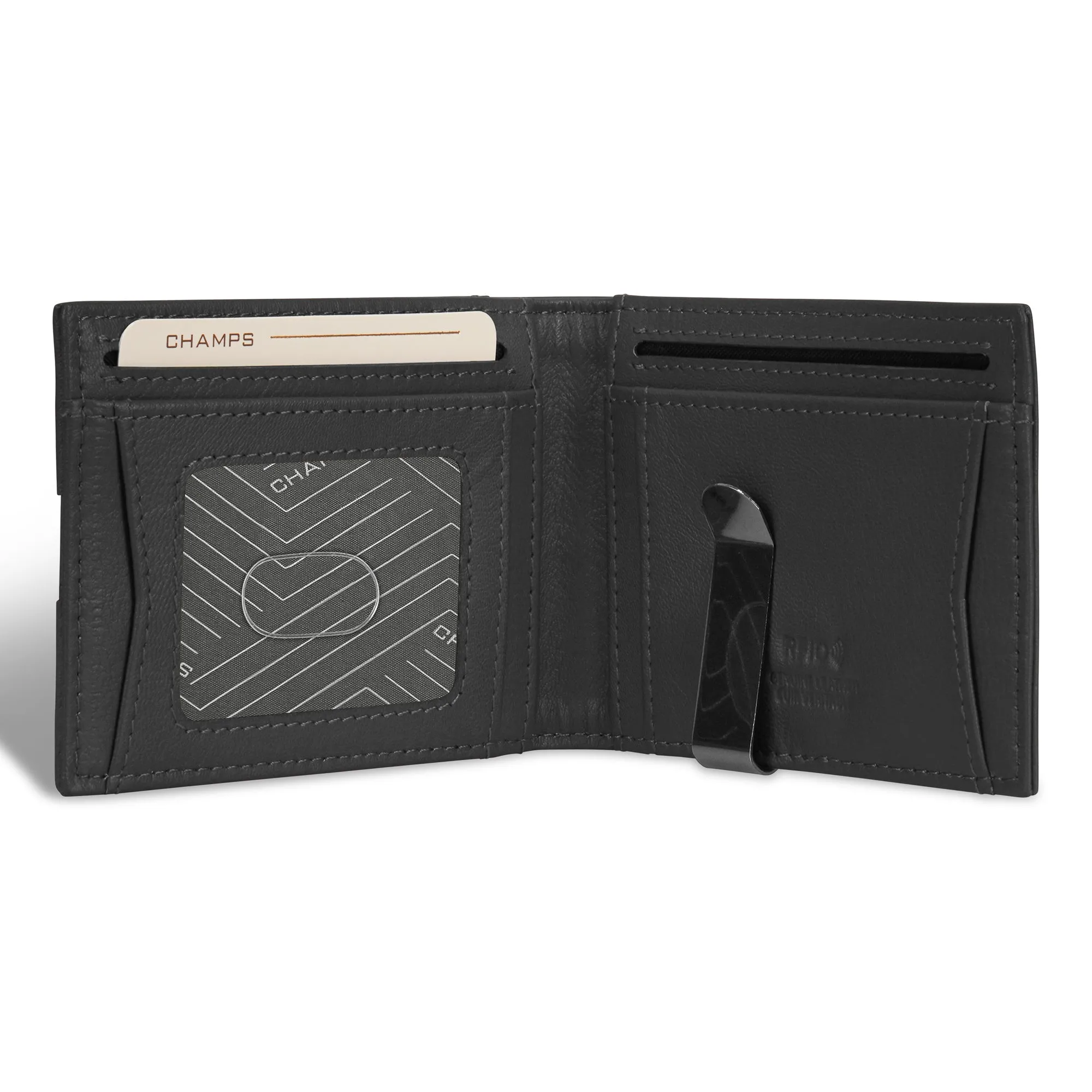 Onyx / Leather Bi-Fold Clip Wallet