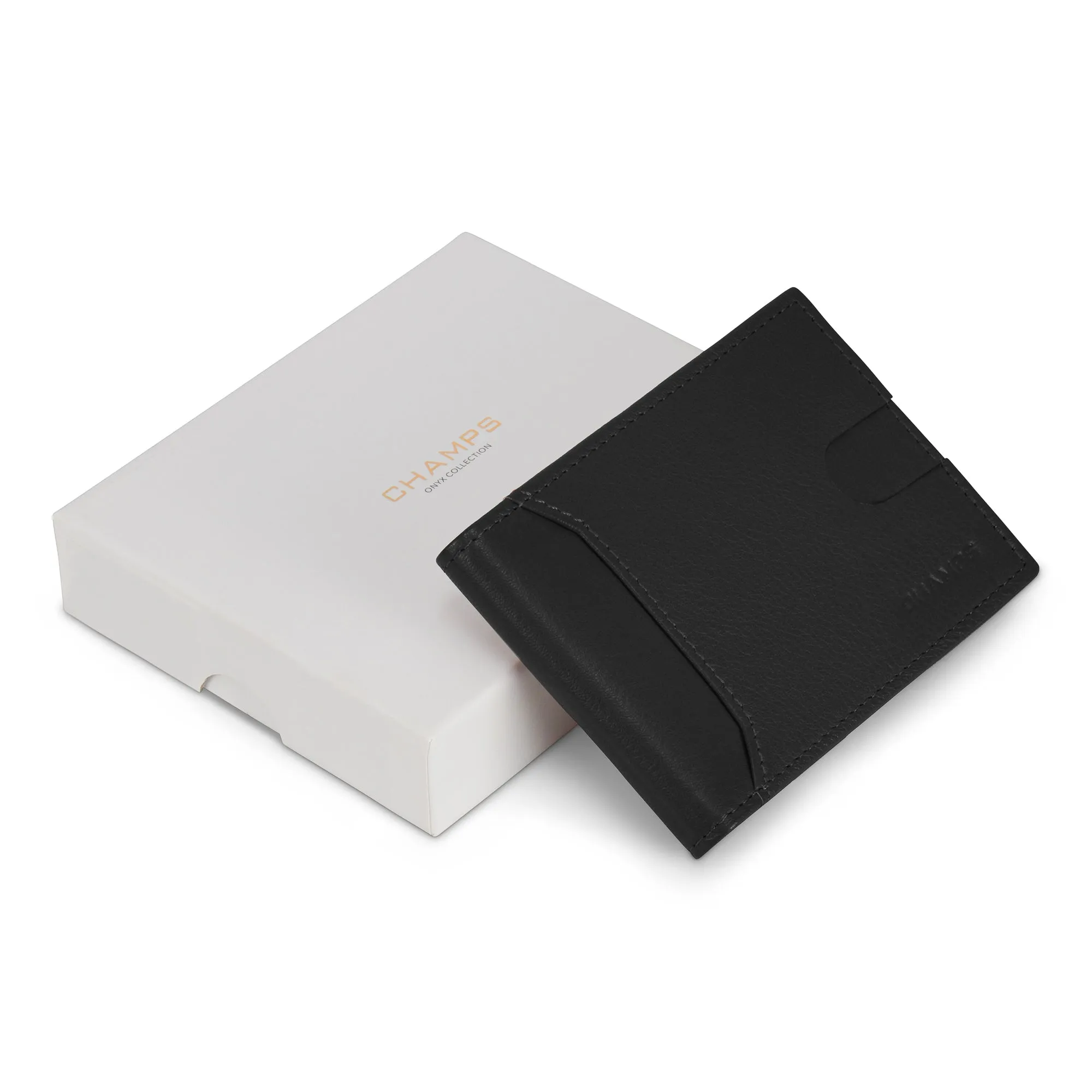 Onyx / Leather Bi-Fold Clip Wallet