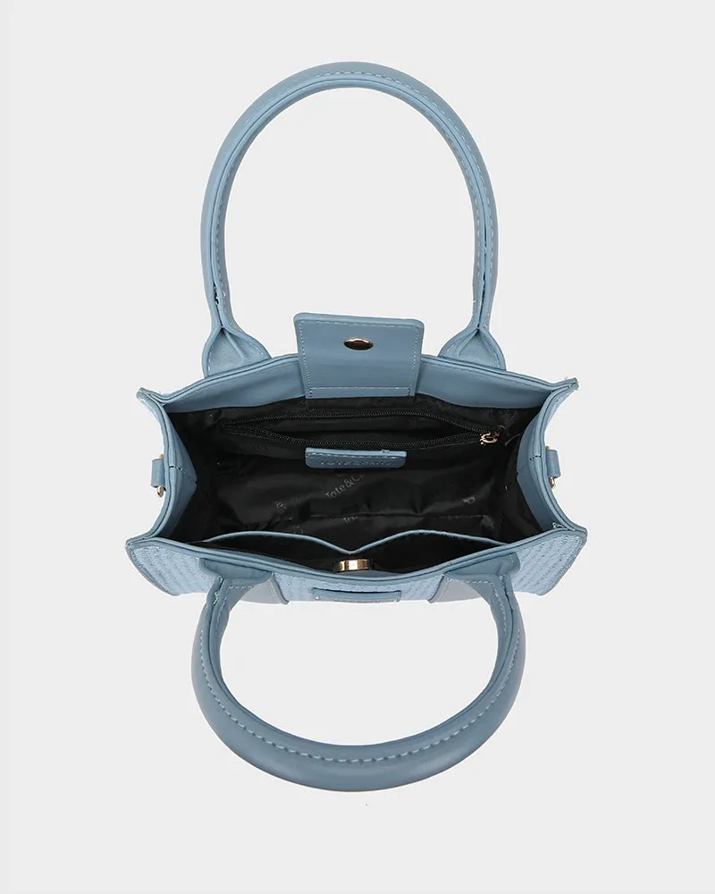 Pebble Leather Mini Tote Bag in Blue