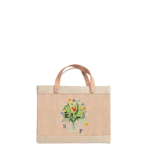 Petite Market Bag in Natural Bouquet with Glass Vase by Amy Logsdon