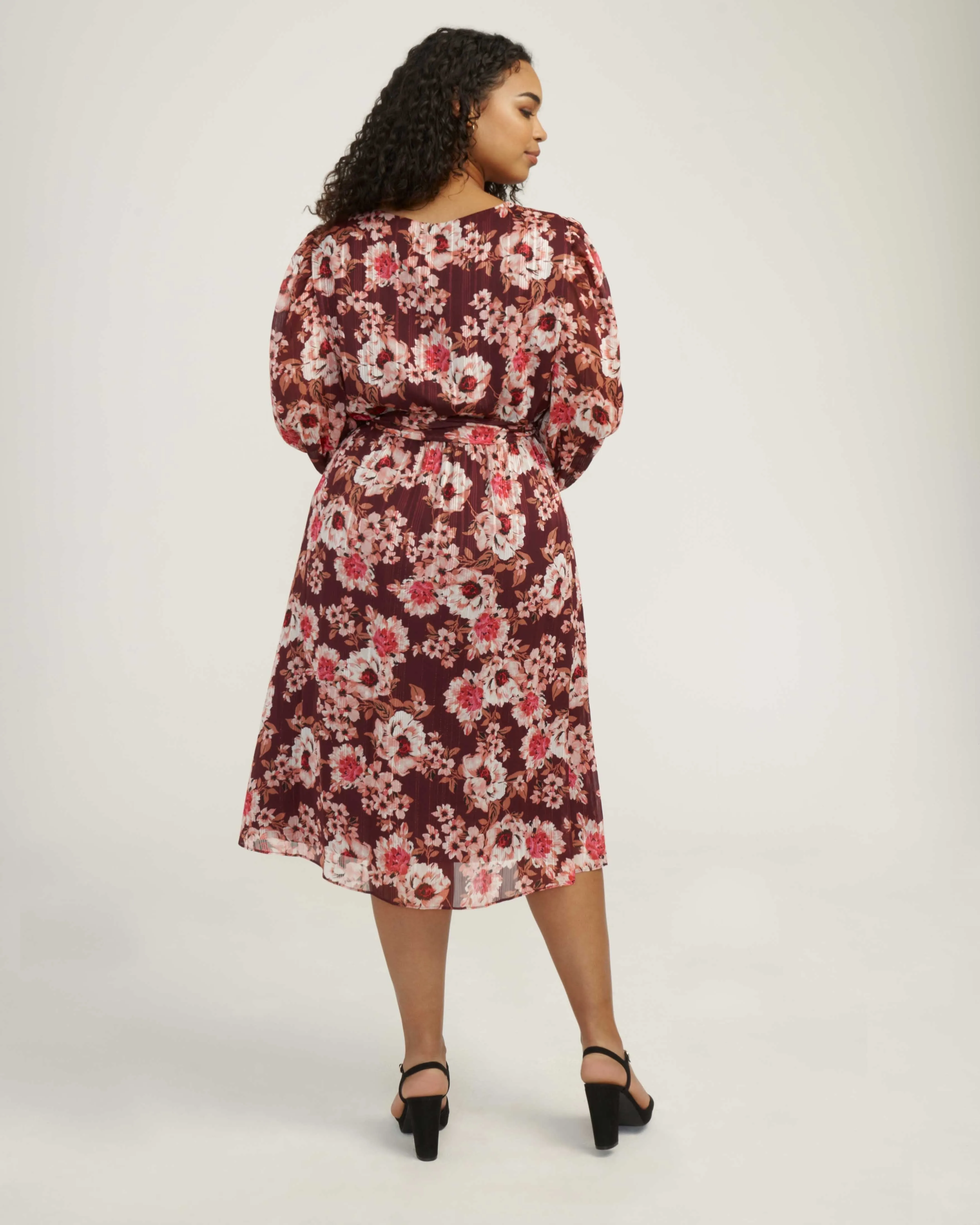 Plus Size Floral Print Elastic Waist Dress- Sale