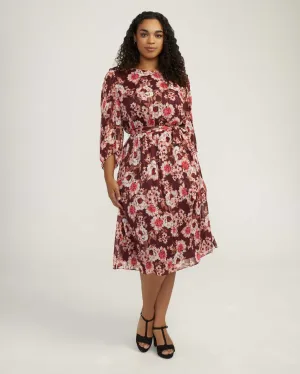 Plus Size Floral Print Elastic Waist Dress- Sale