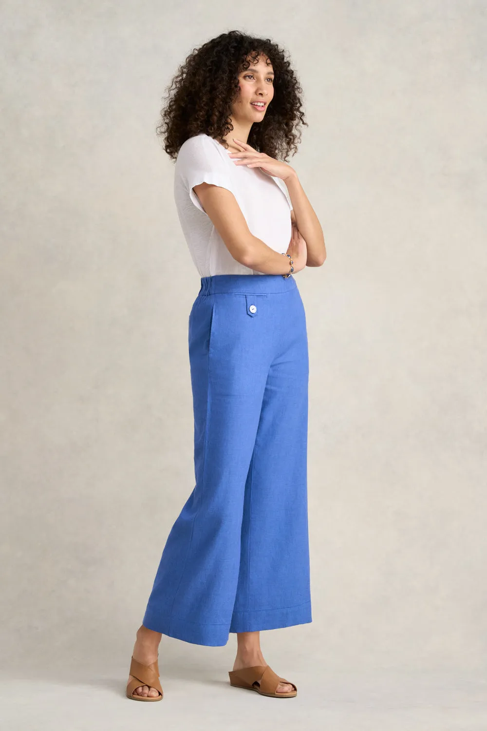 Pocket Detail Wide Leg Pant - Cobalt Cross Dye
