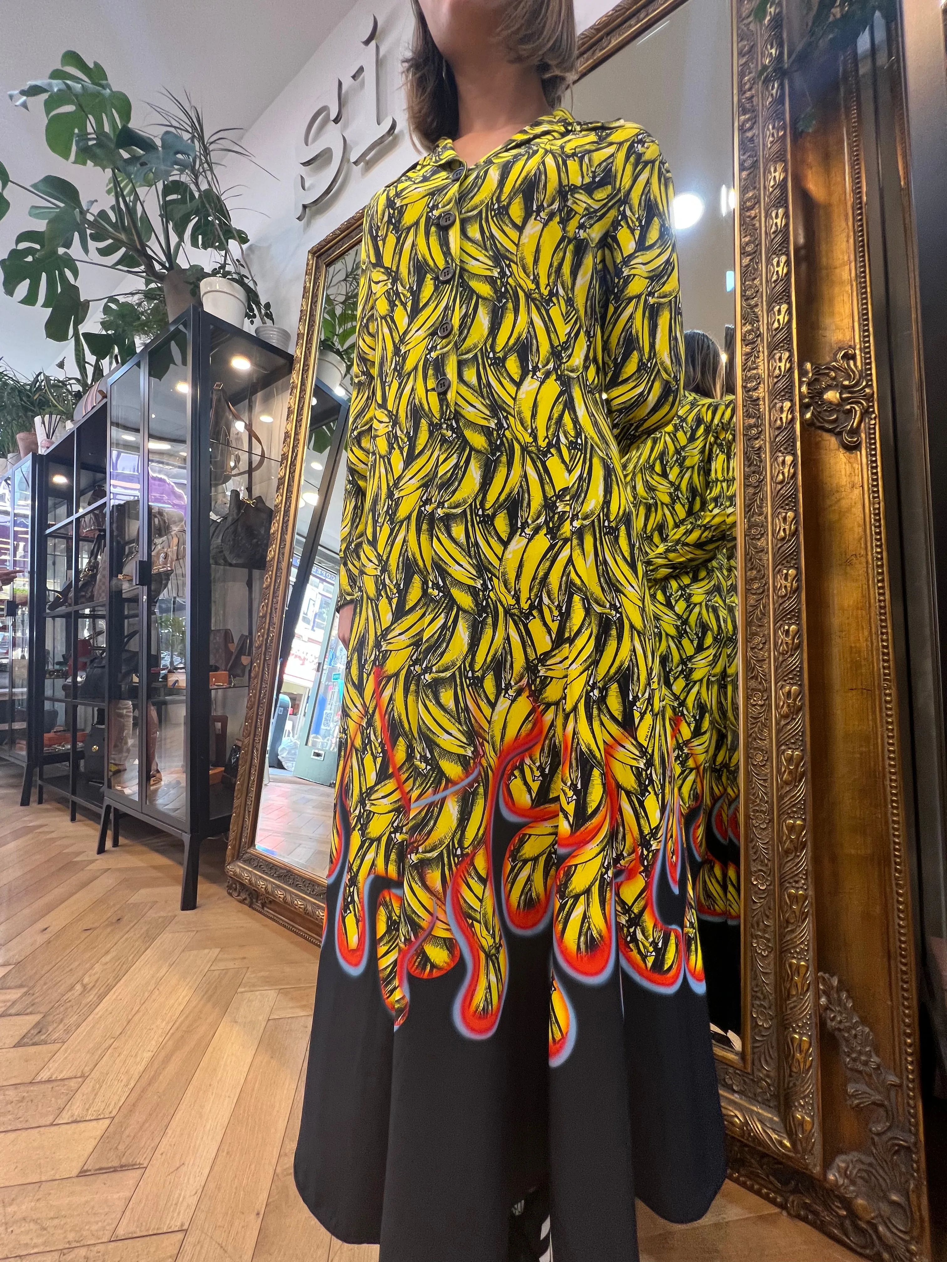 Prada Banana Print Midi Dress - Size 44