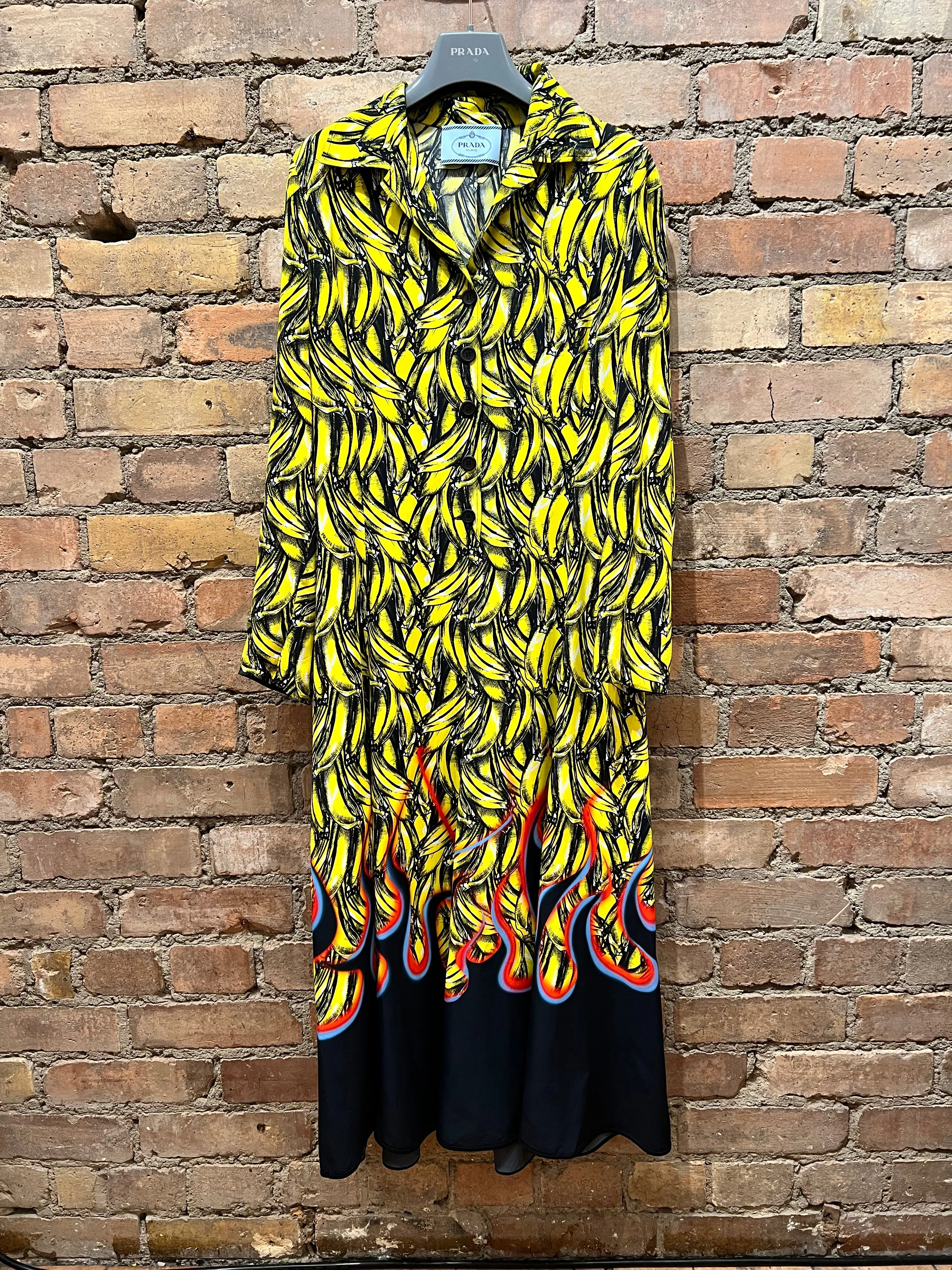 Prada Banana Print Midi Dress - Size 44