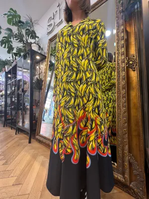 Prada Banana Print Midi Dress - Size 44