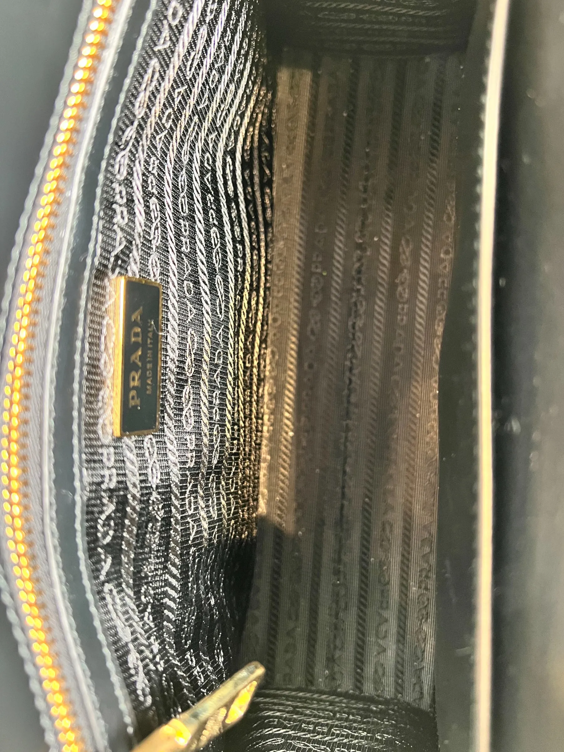 Prada Black and Tan Symbole Jacquard Fabric Tote