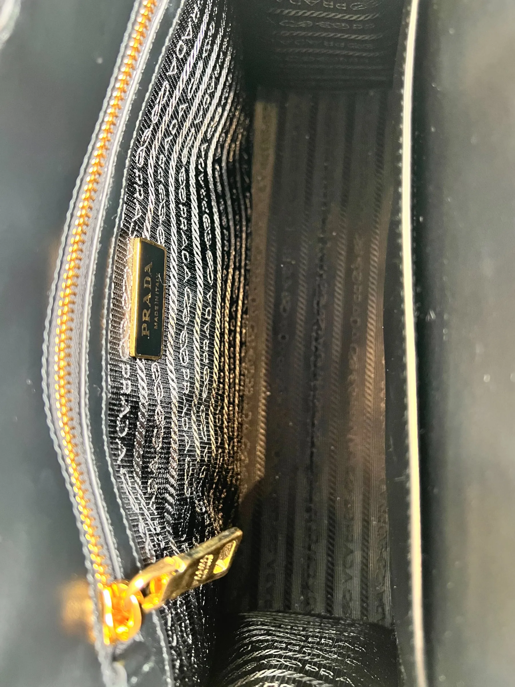 Prada Black and Tan Symbole Jacquard Fabric Tote