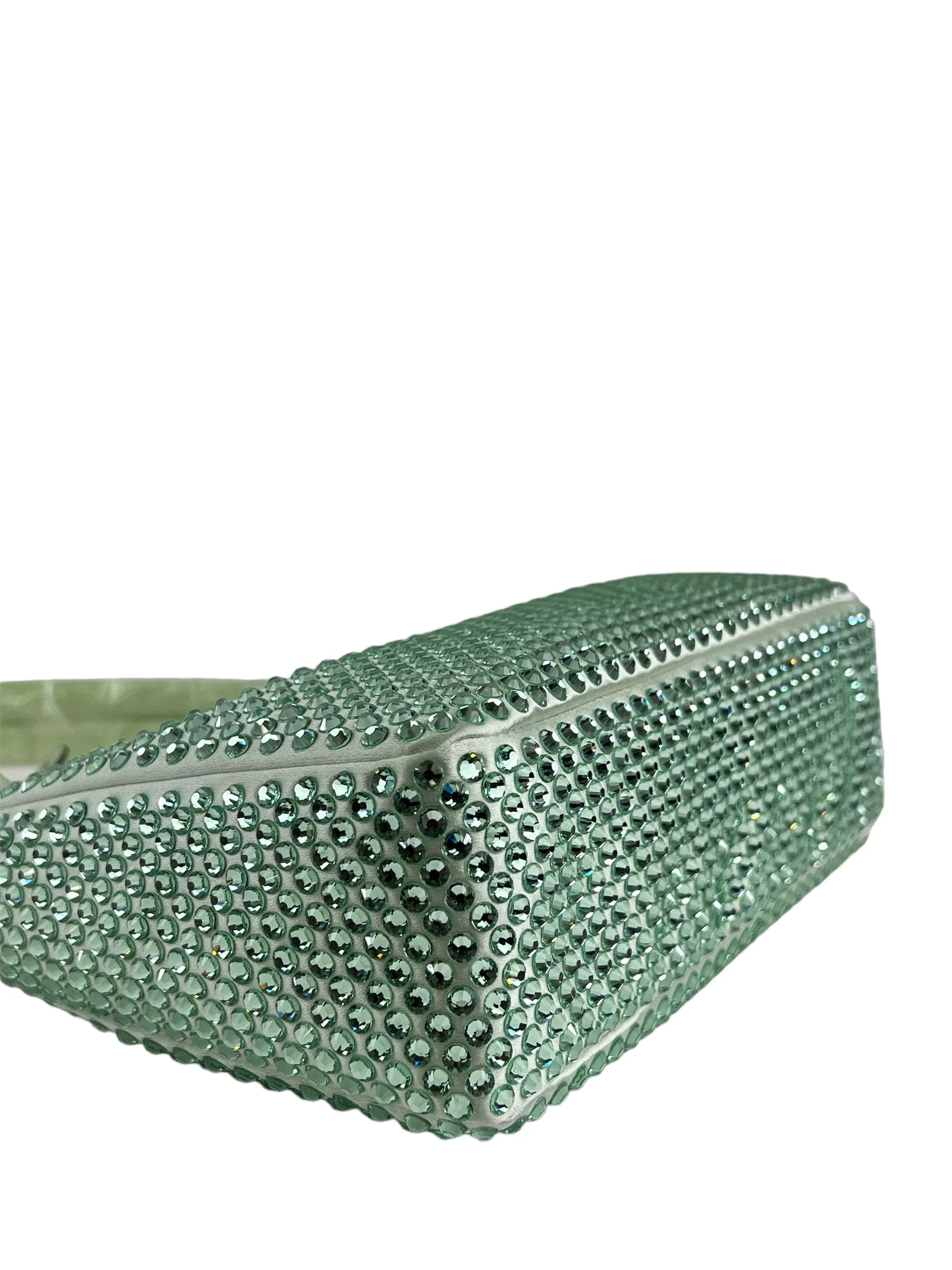 Prada Green Satin with Crystal Small Shoulder Bag