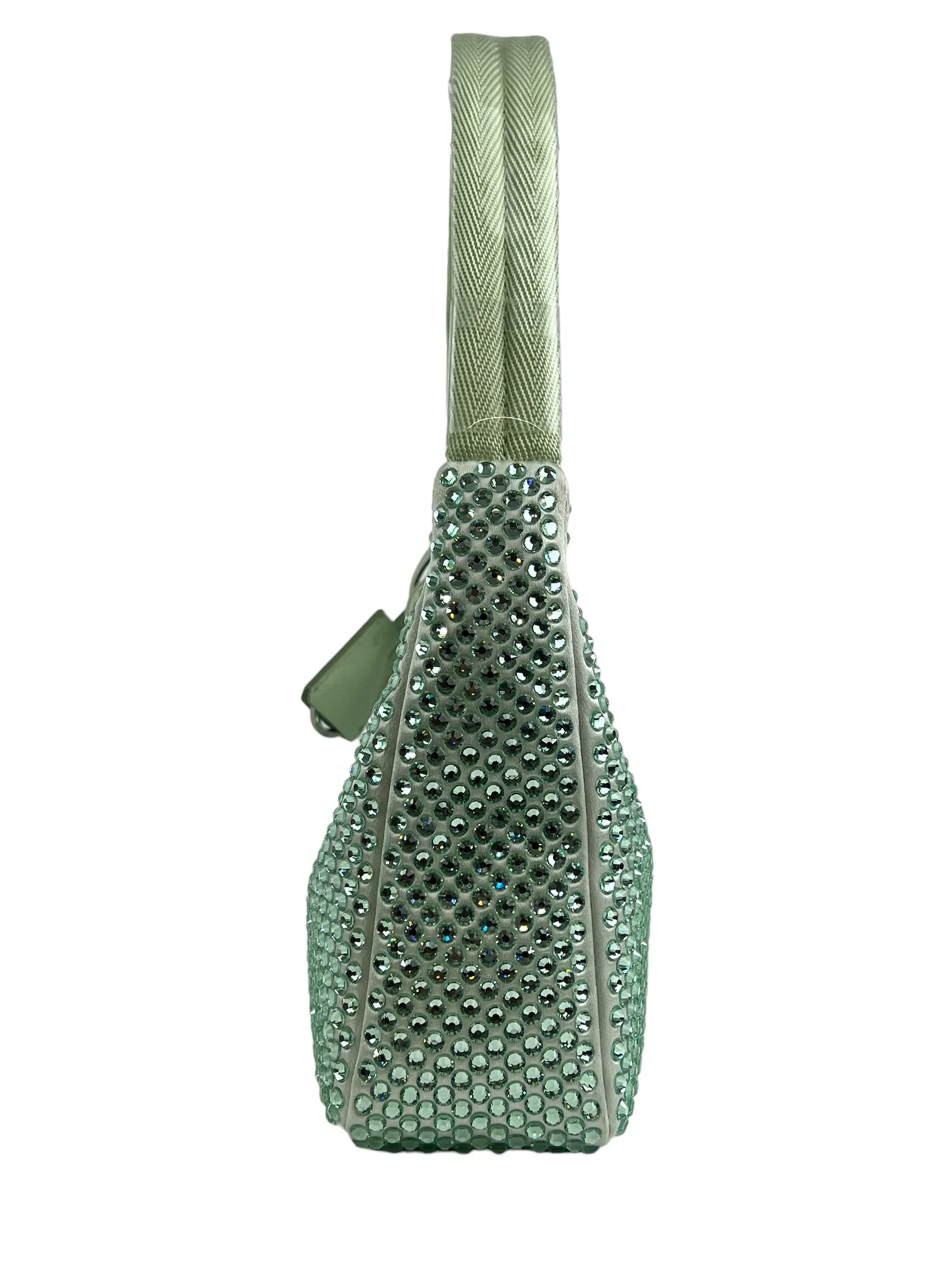 Prada Green Satin with Crystal Small Shoulder Bag