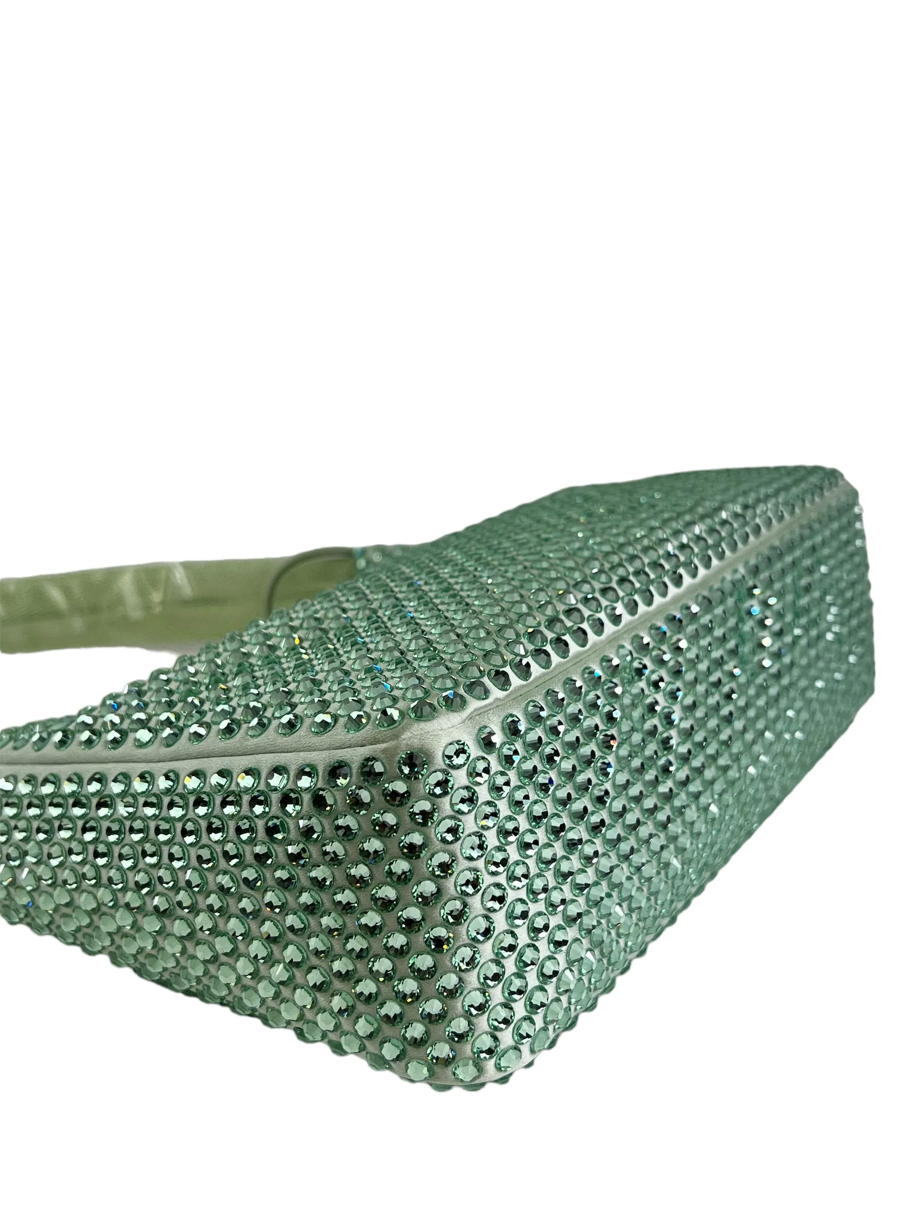 Prada Green Satin with Crystal Small Shoulder Bag