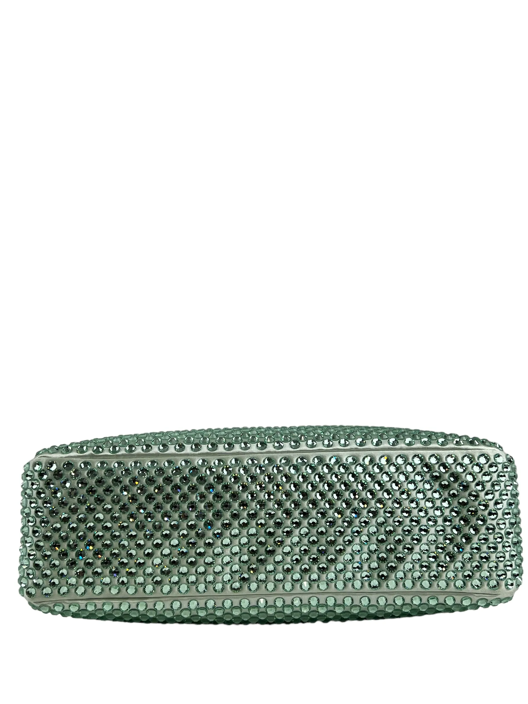 Prada Green Satin with Crystal Small Shoulder Bag