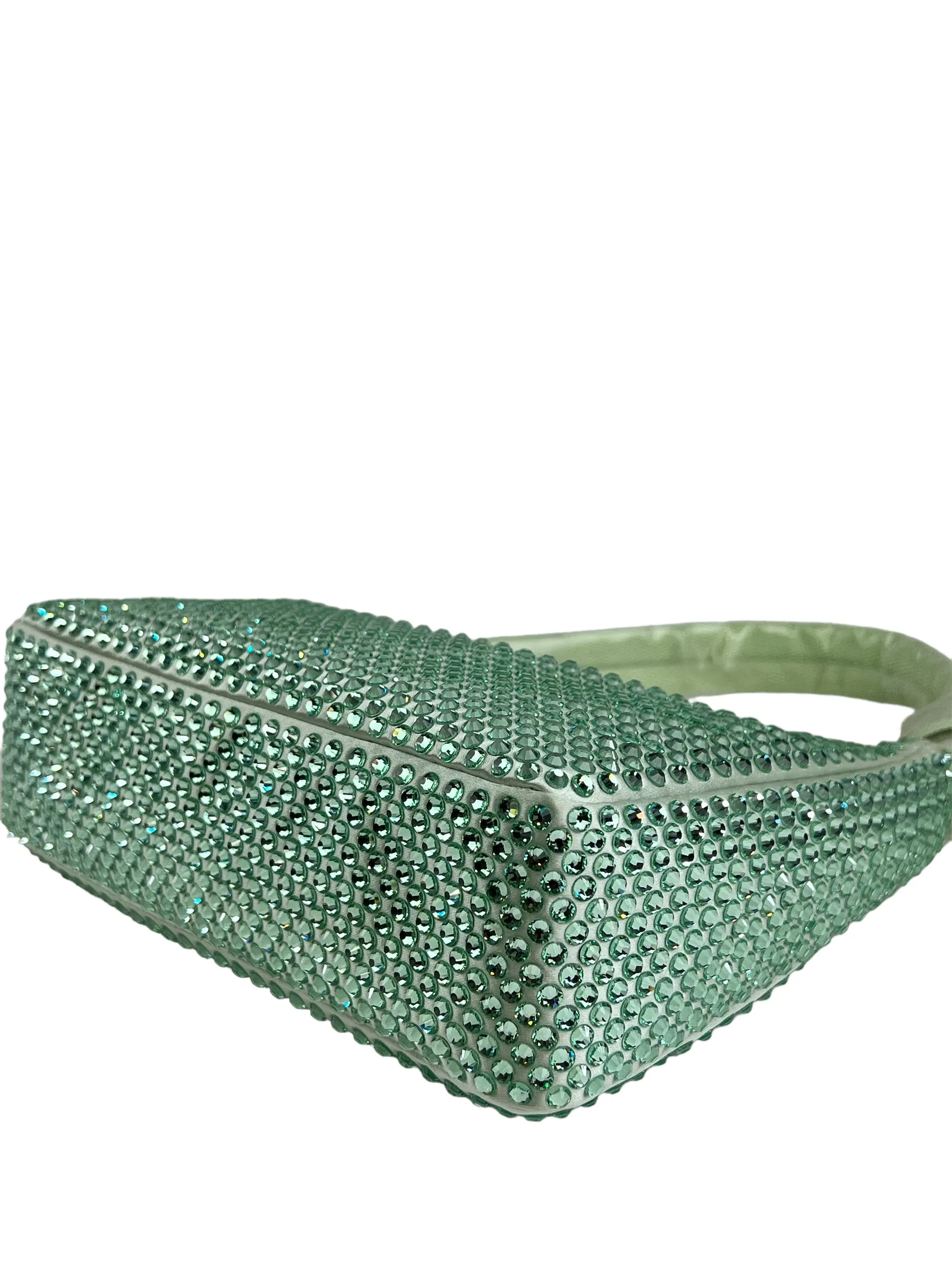 Prada Green Satin with Crystal Small Shoulder Bag