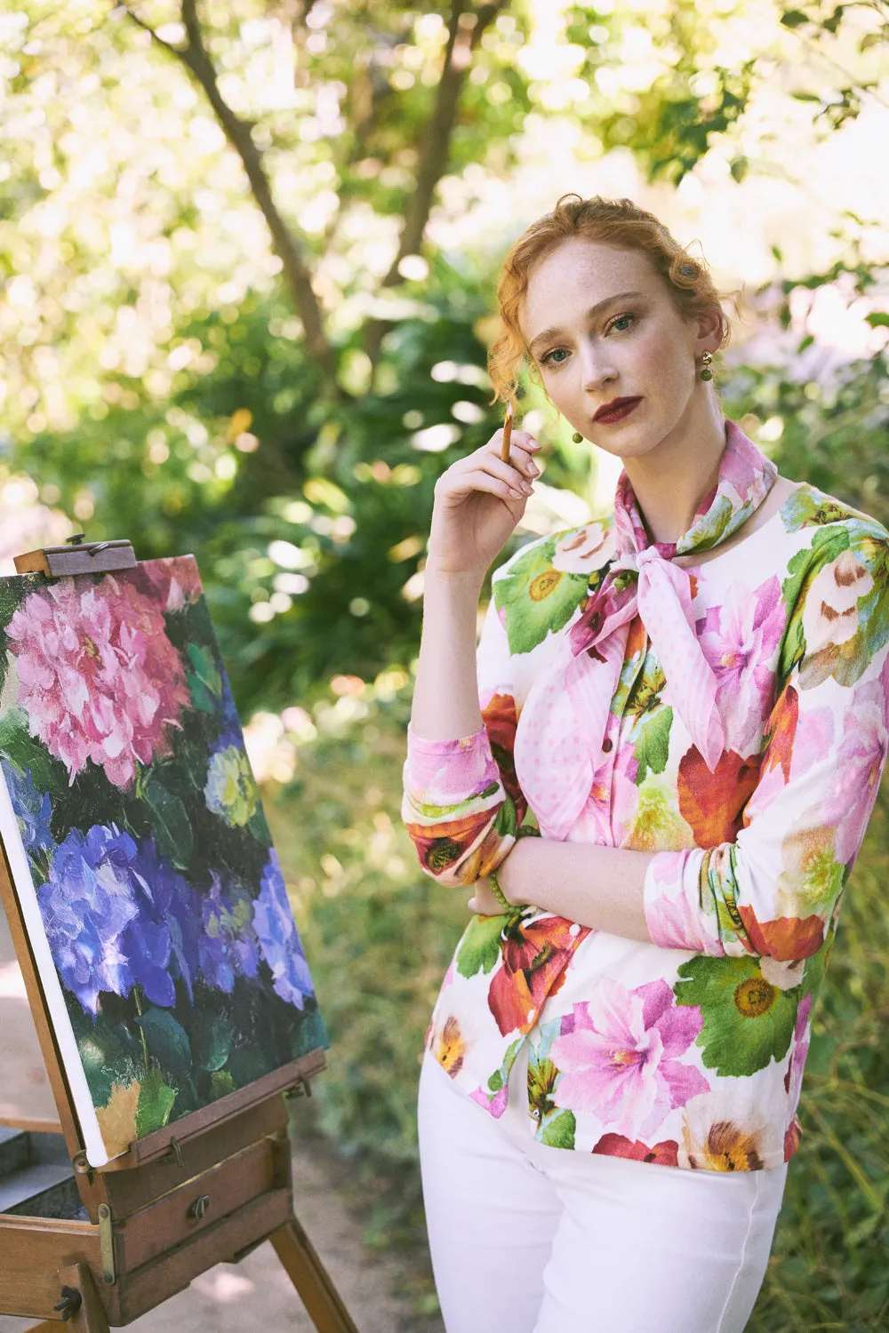 Printed Cotton Cardigan - Multi Floral