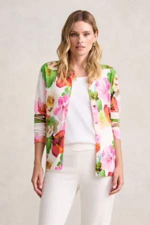 Printed Cotton Cardigan - Multi Floral