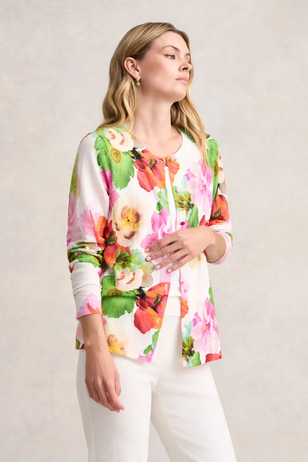 Printed Cotton Cardigan - Multi Floral