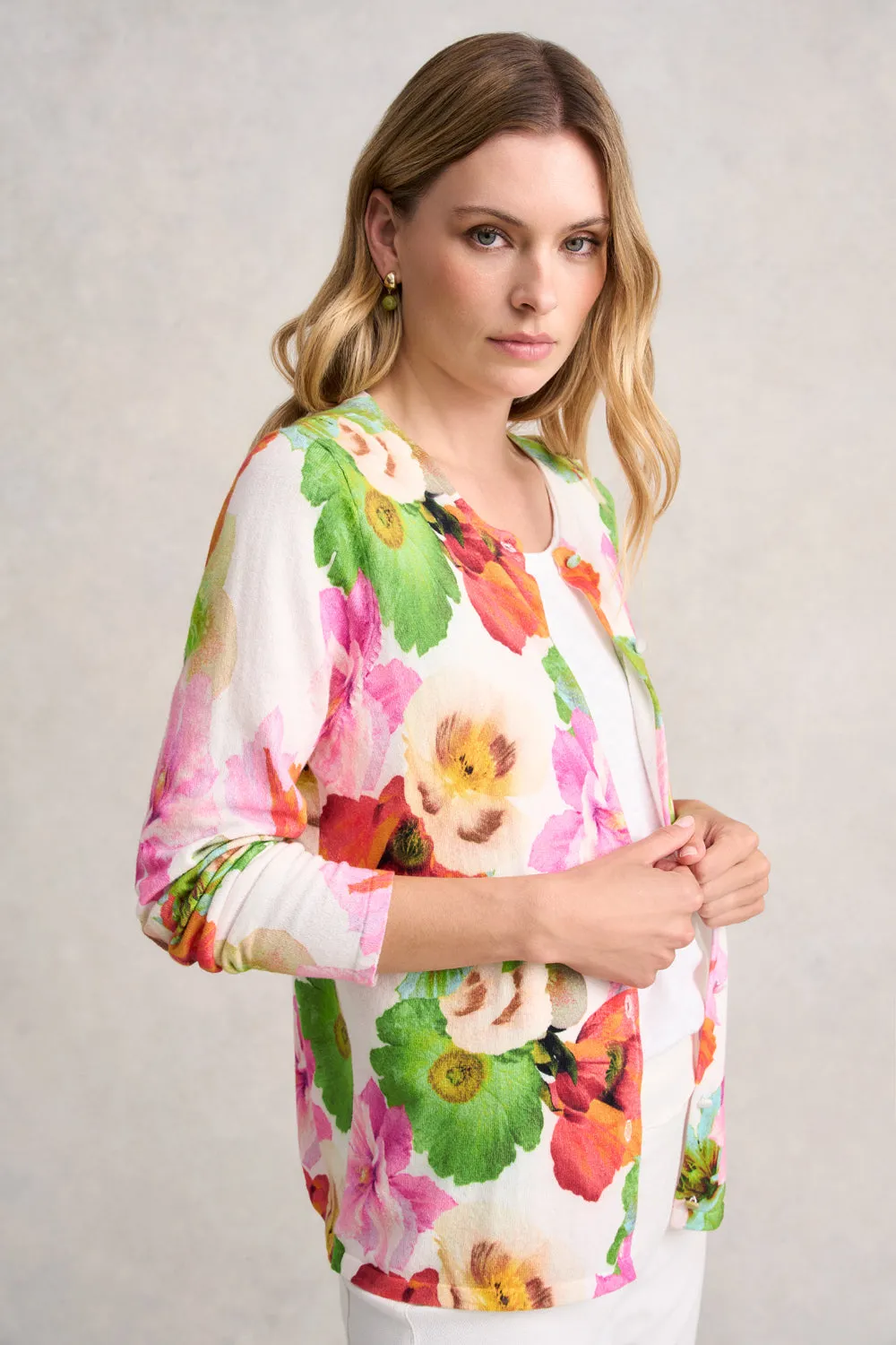 Printed Cotton Cardigan - Multi Floral