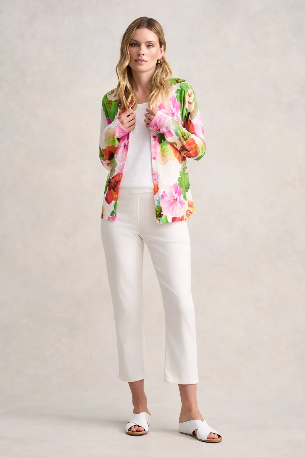 Printed Cotton Cardigan - Multi Floral
