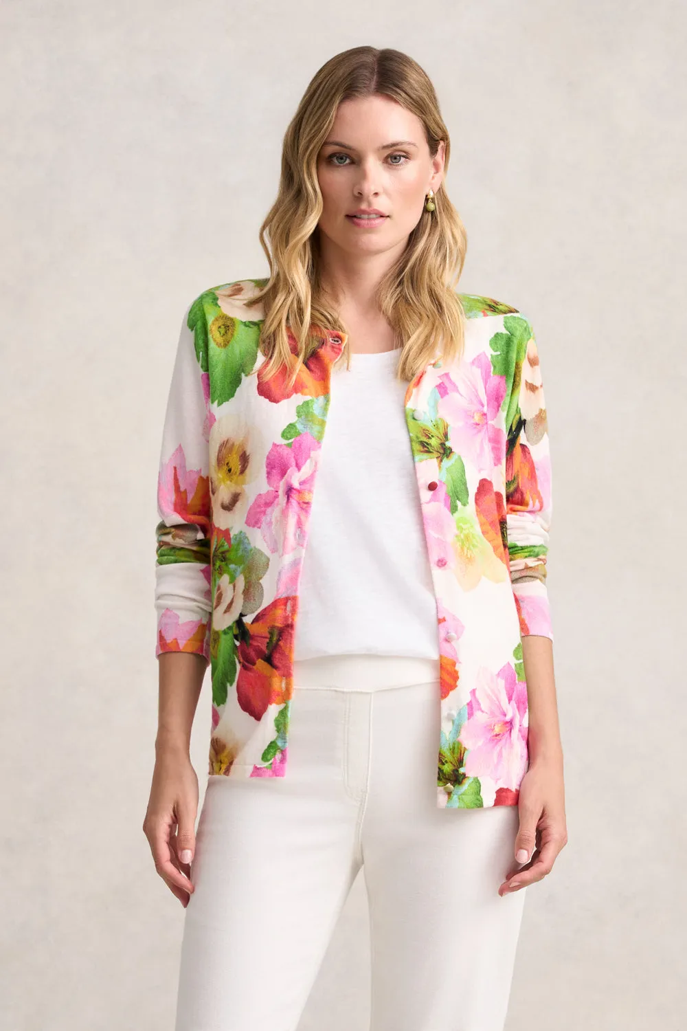 Printed Cotton Cardigan - Multi Floral