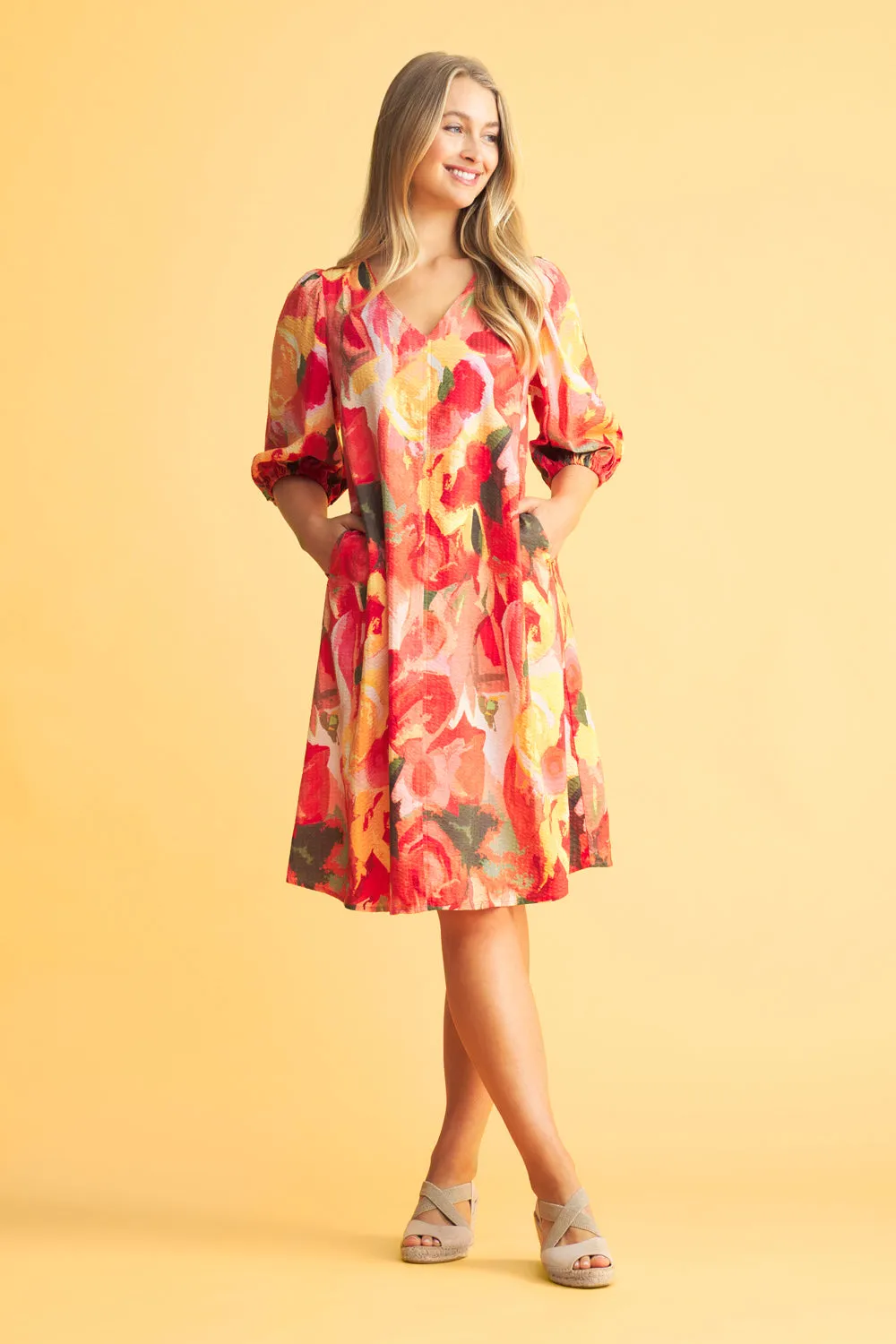 Printed Swing Dress - Bouquet Print