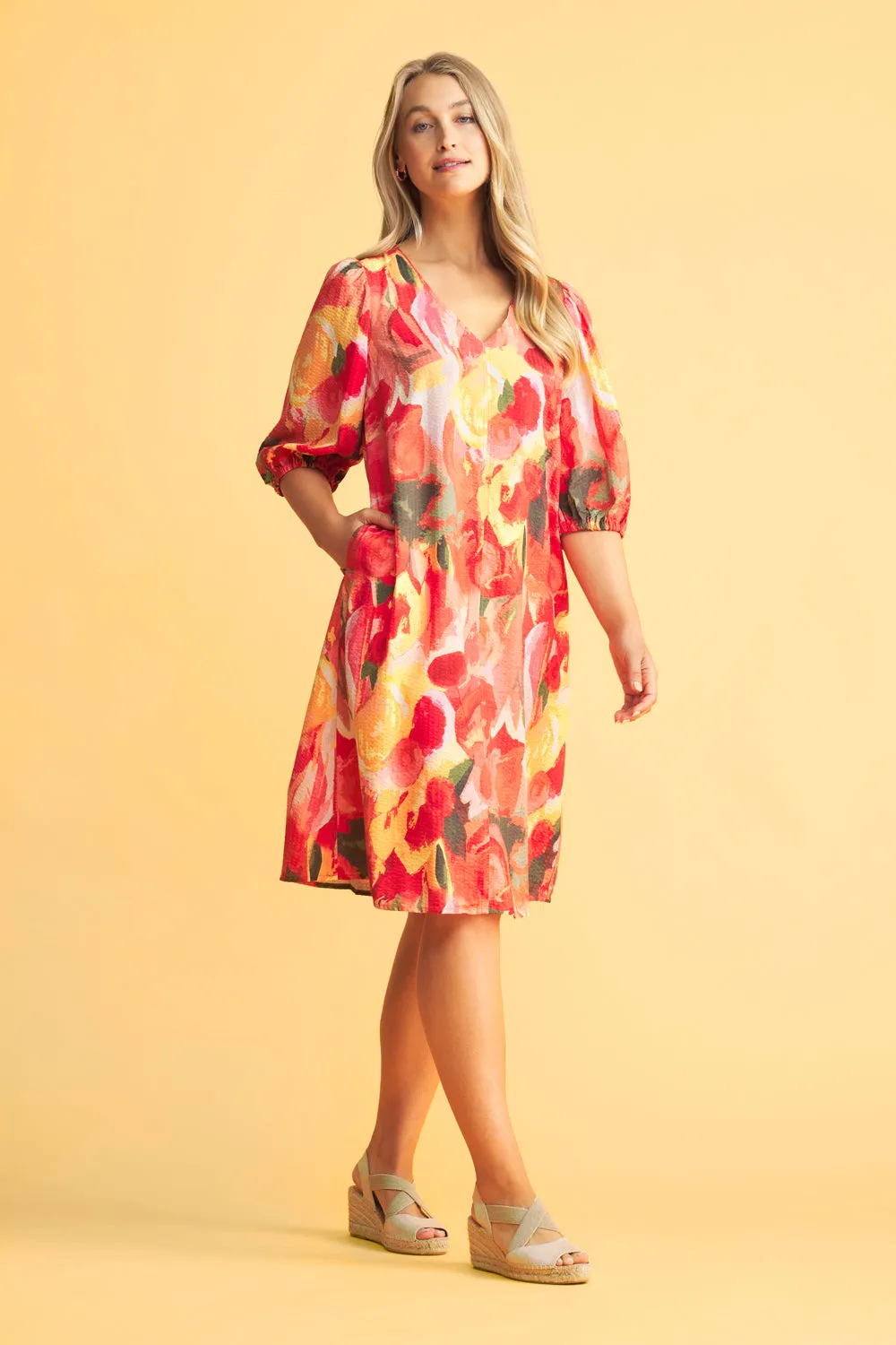 Printed Swing Dress - Bouquet Print