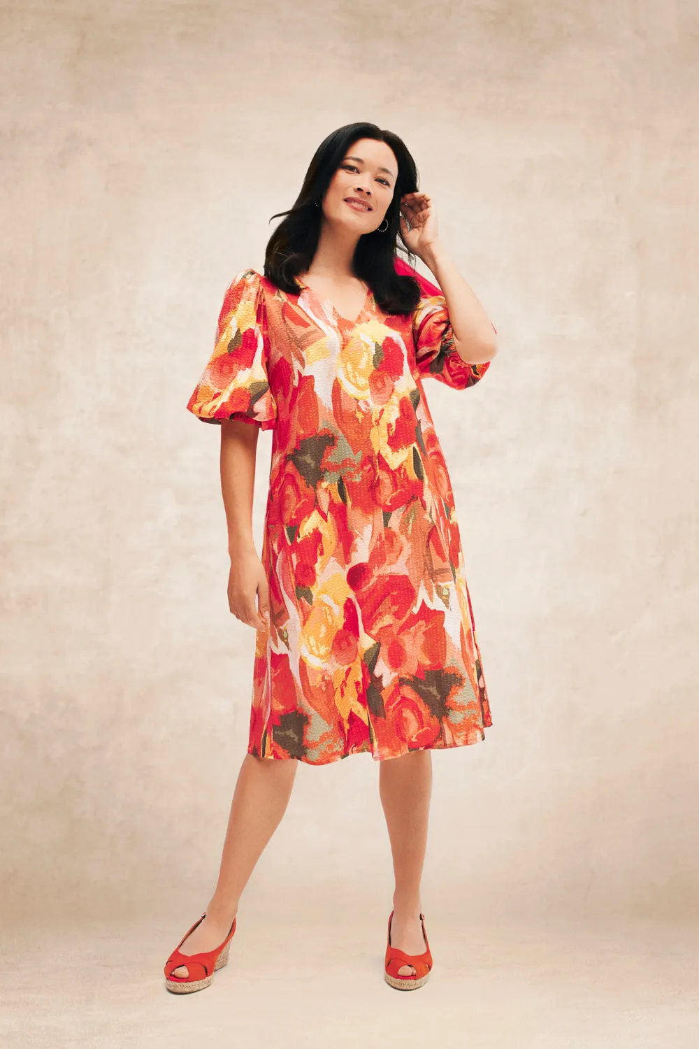 Printed Swing Dress - Bouquet Print
