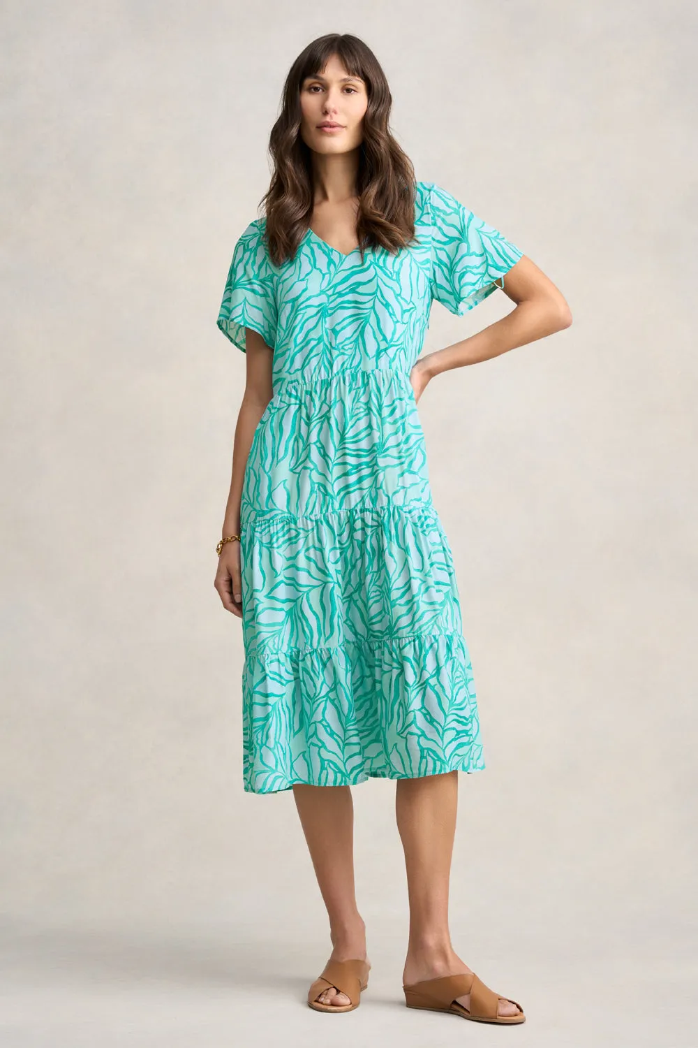 Printed Tier Dress - Two Tone Foliage