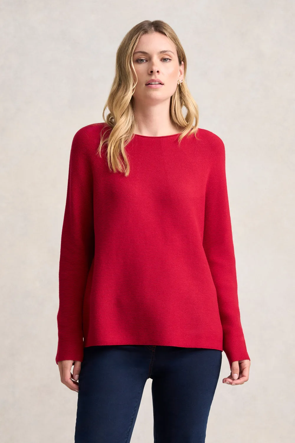 Purl Cotton Jumper - Rouge